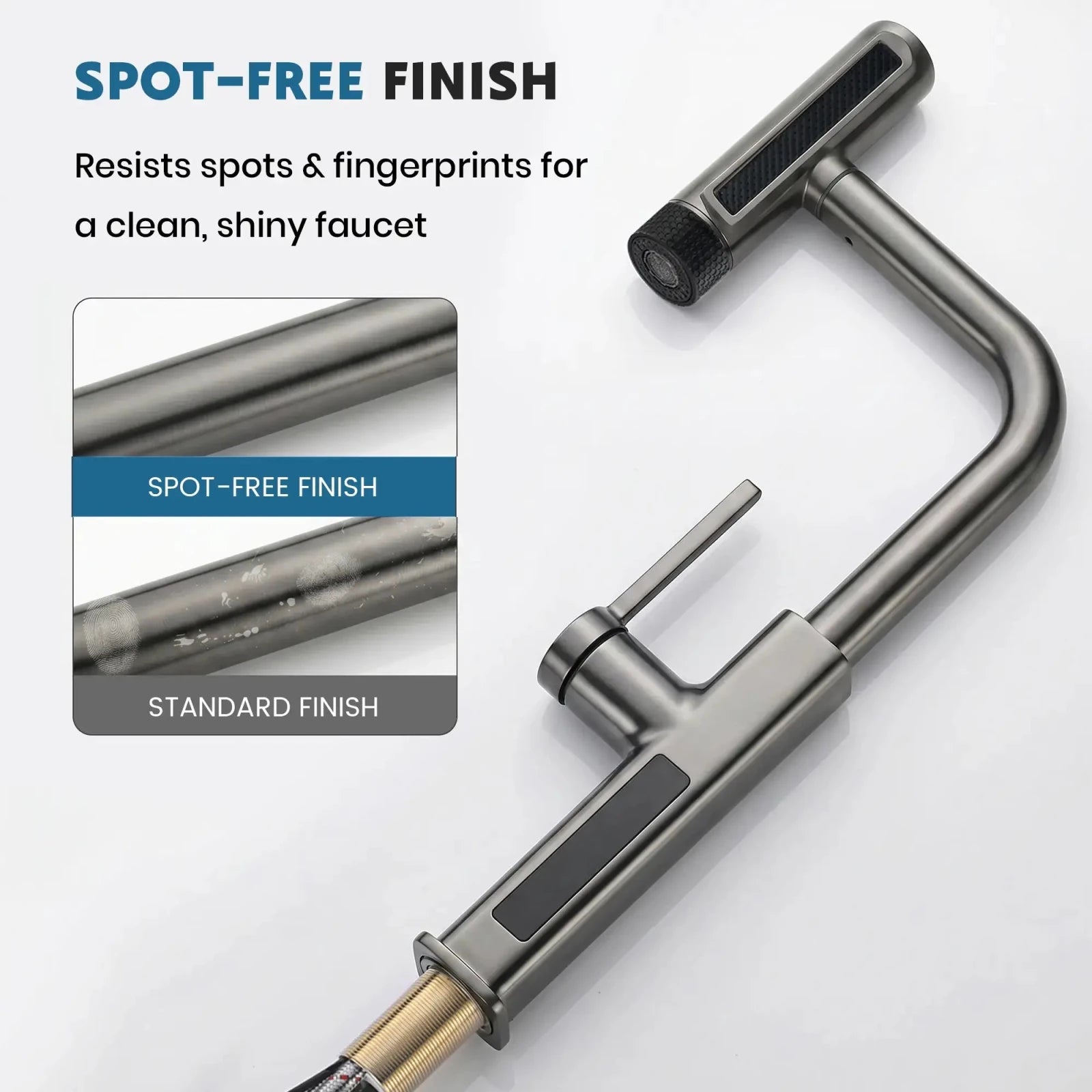 Lefton Touchless Waterfall & Pull - Out Kitchen Faucet with Temperature Display & 6 - Mode Spray - KF2209 - PRO - Kitchen Faucets - Lefton Home