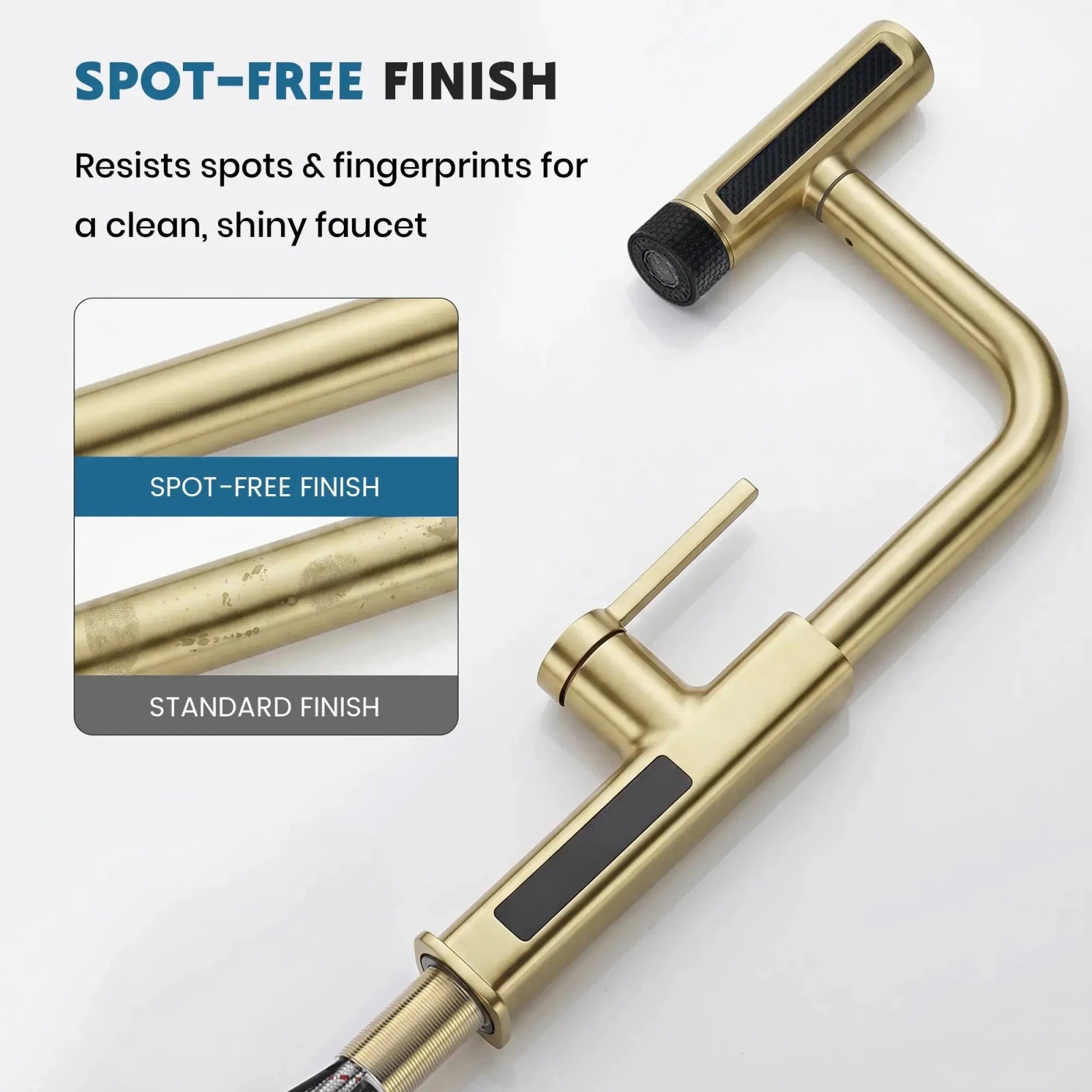 Lefton Touchless Waterfall & Pull - Out Kitchen Faucet with Temperature Display & 6 - Mode Spray - KF2209 - PRO - Kitchen Faucets - Lefton Home