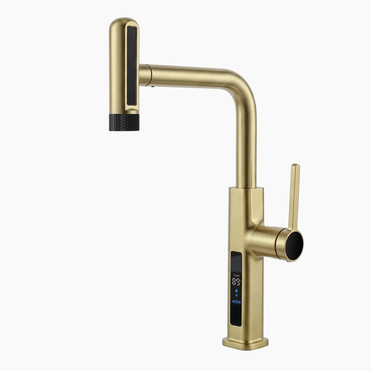 Lefton Touchless Waterfall & Pull - Out Kitchen Faucet with Temperature Display & 6 - Mode Spray - KF2209 - PRO - Kitchen Faucets - Lefton Home