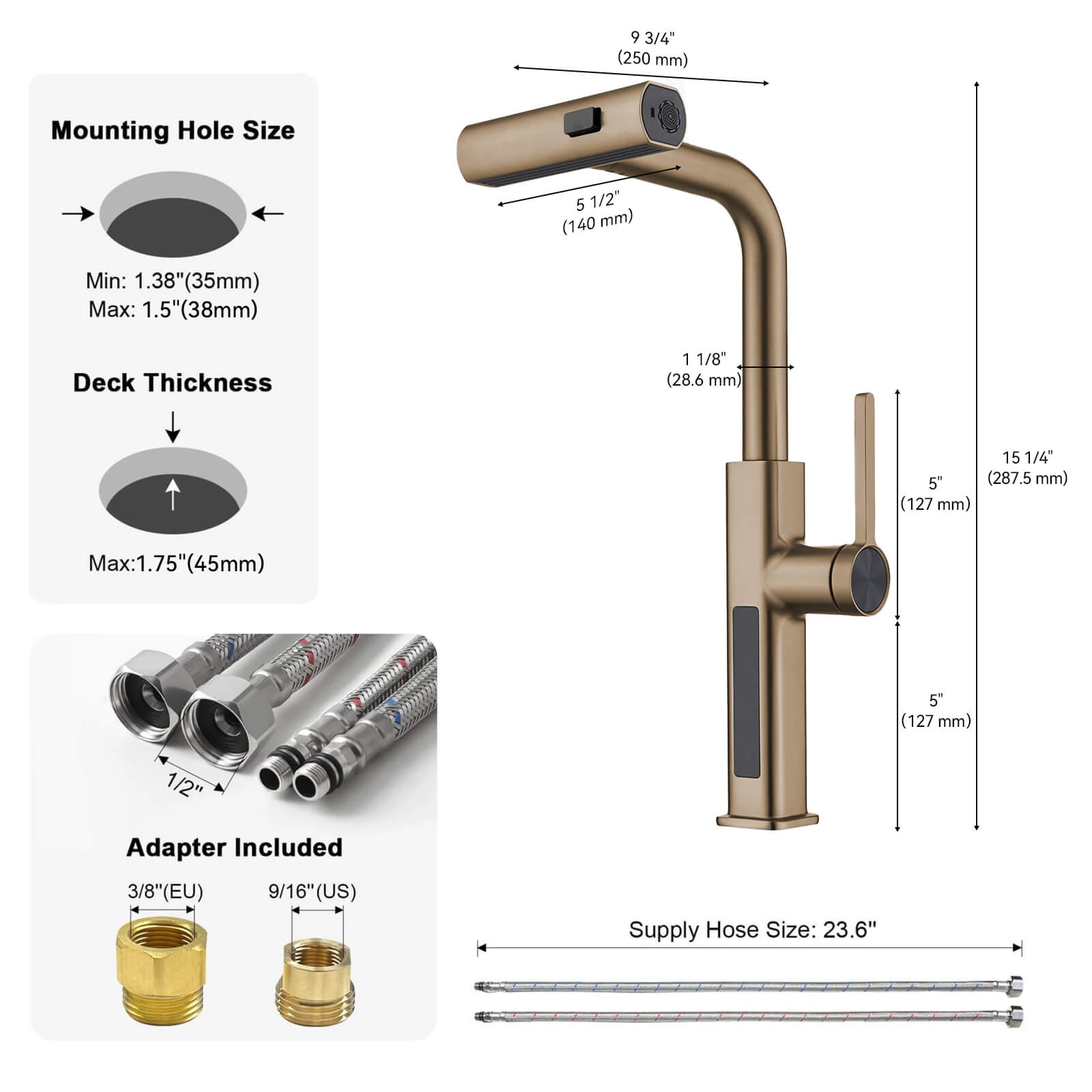 Lefton Waterfall & Pull - Out Kitchen Faucet with Temperature Display - KF2209 - Kitchen Faucets - Lefton Home