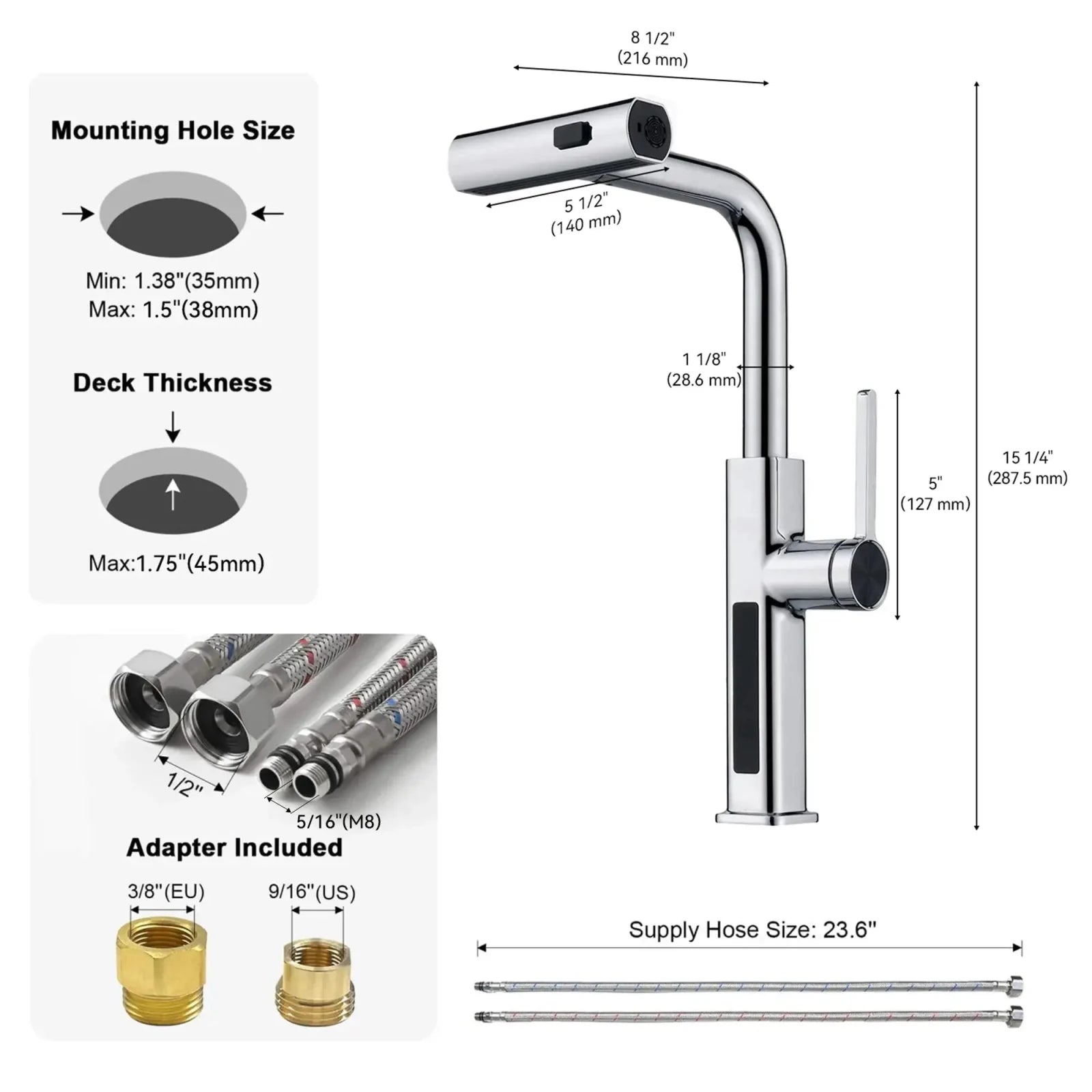 Lefton Waterfall & Pull-Out Kitchen Faucet with Temperature Display-KF2209 with Countertop Glass Rinser-KFR2202 -Kitchen Faucets & Glass Rinser- Lefton Home
