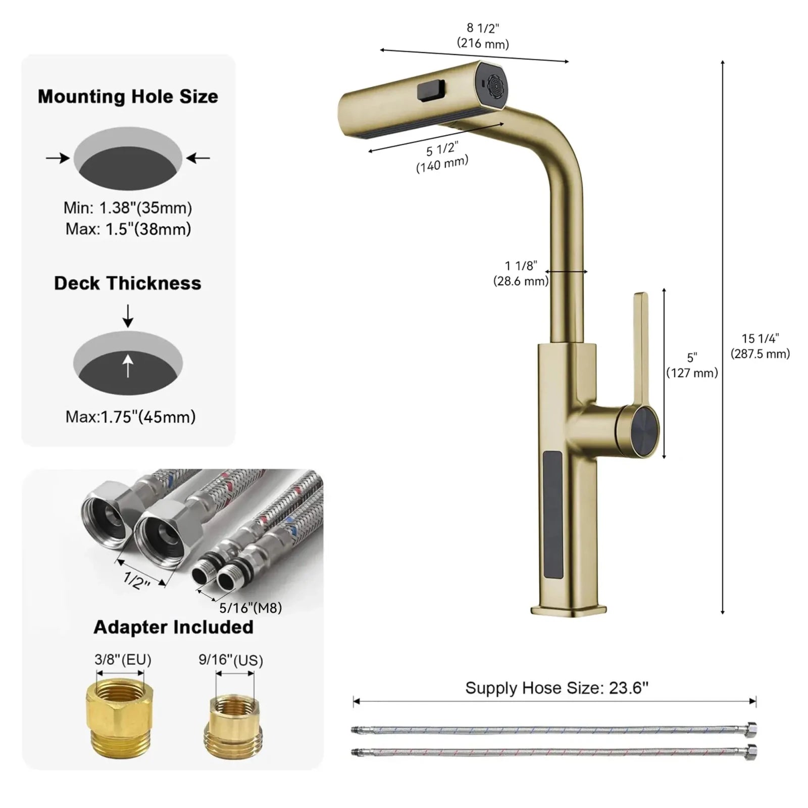 Lefton Waterfall & Pull-Out Kitchen Faucet with Temperature Display-KF2209 with Countertop Glass Rinser-KFR2202 -Kitchen Faucets & Glass Rinser- Lefton Home