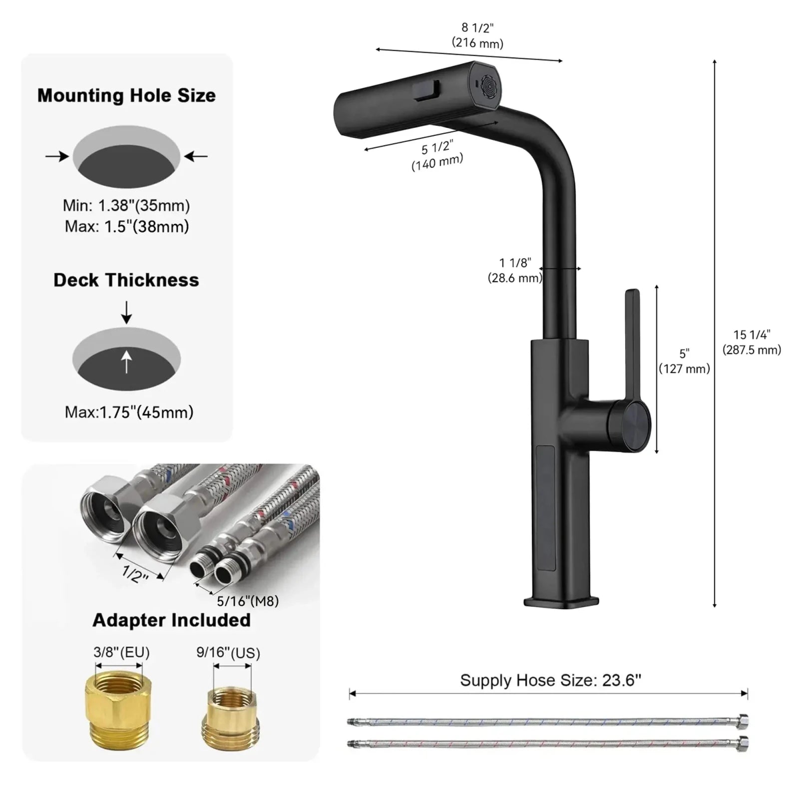 Lefton Waterfall & Pull-Out Kitchen Faucet with Temperature Display-KF2209 with Countertop Glass Rinser-KFR2202 -Kitchen Faucets & Glass Rinser- Lefton Home