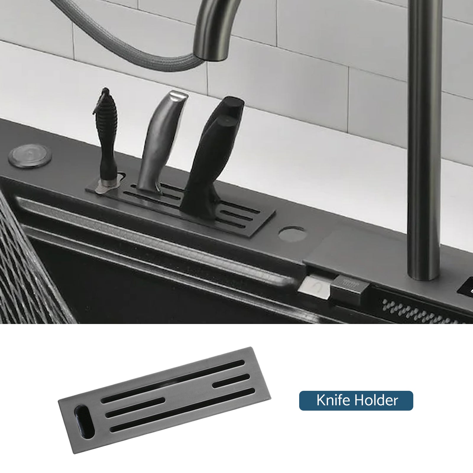 Lefton Waterfall Workstation Kitchen Sink Set With Digital Temperature Display & Knife Holder - KS2204
