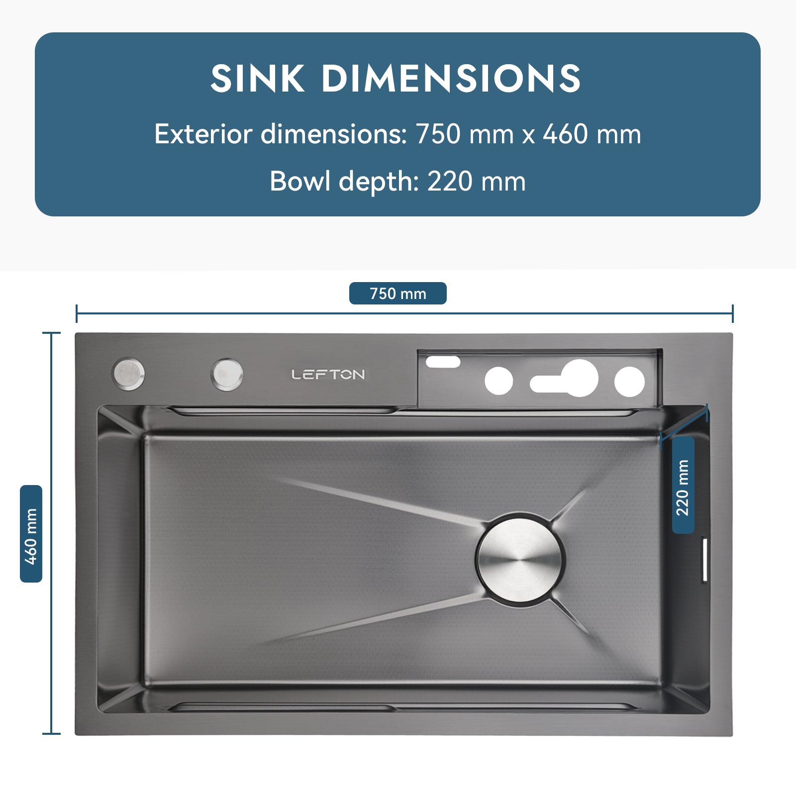 Lefton Waterfall Workstation Kitchen Sink Set With Digital Temperature Display & Knife Holder - KS2204