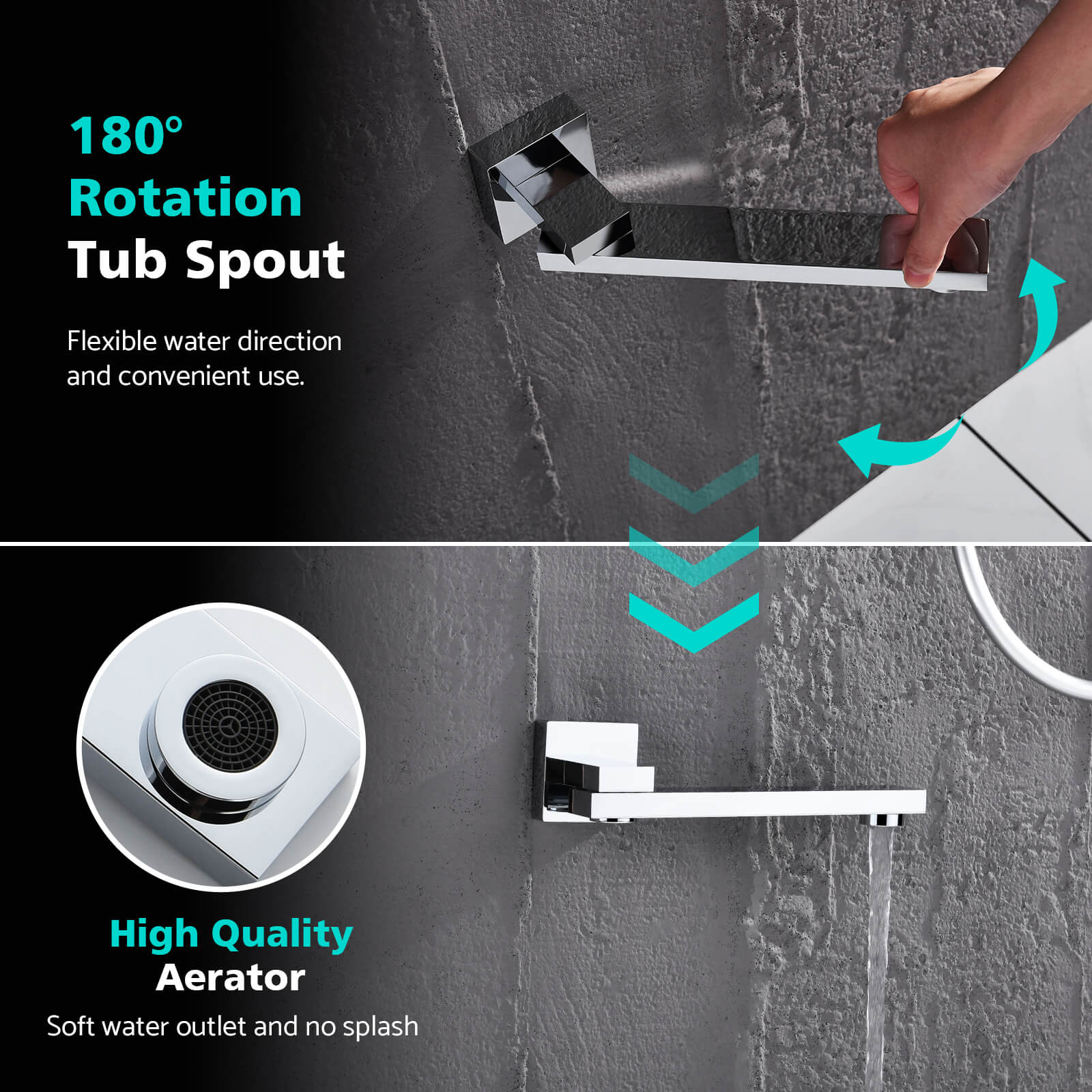 Recertified-Lefton Concealed Rainfall Thermostatic Shower System with Handheld & Tub Spout-SSWM2502 -Shower Systems- Lefton Home