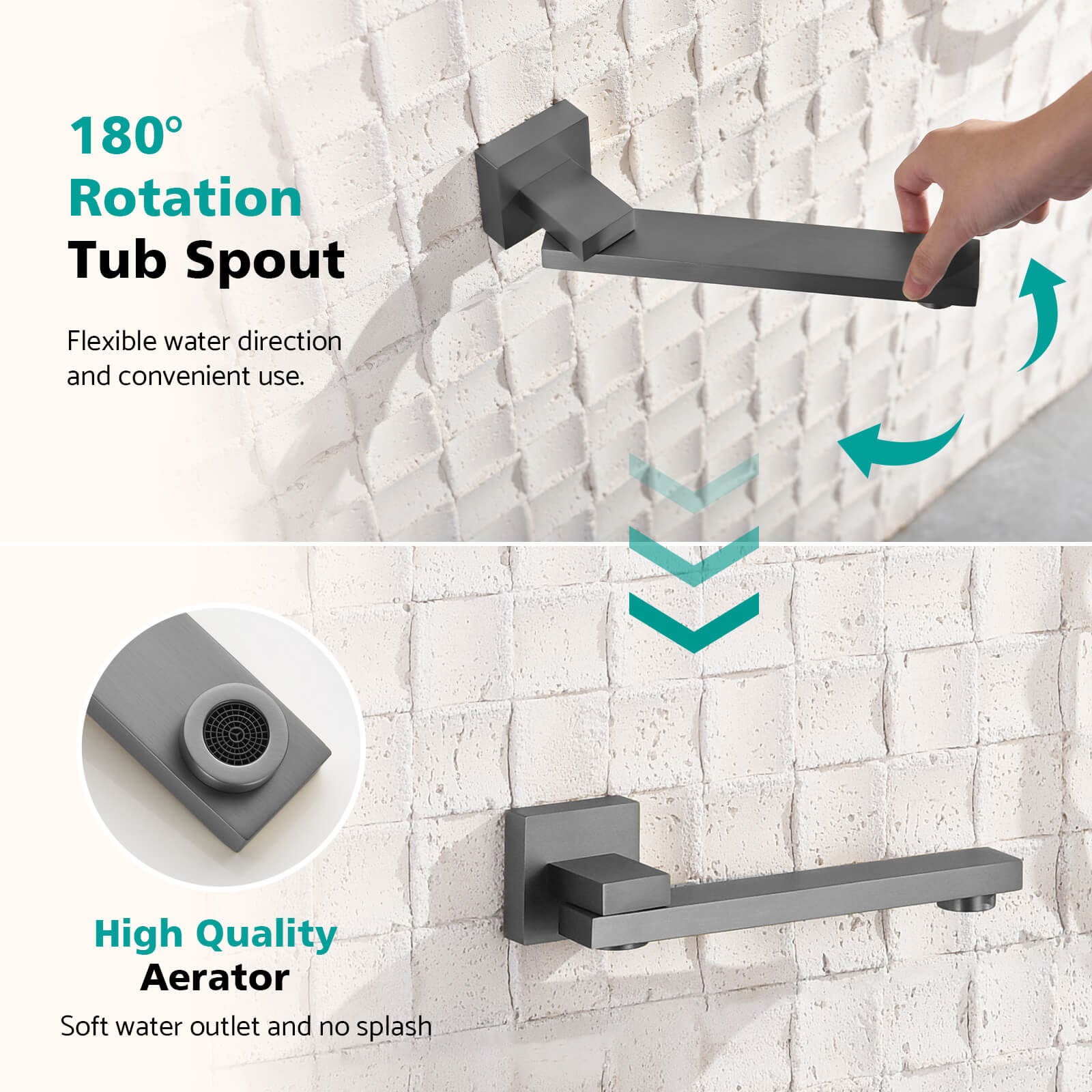 Recertified-Lefton Concealed Rainfall Thermostatic Shower System with Handheld & Tub Spout-SSWM2502 -Shower Systems- Lefton Home