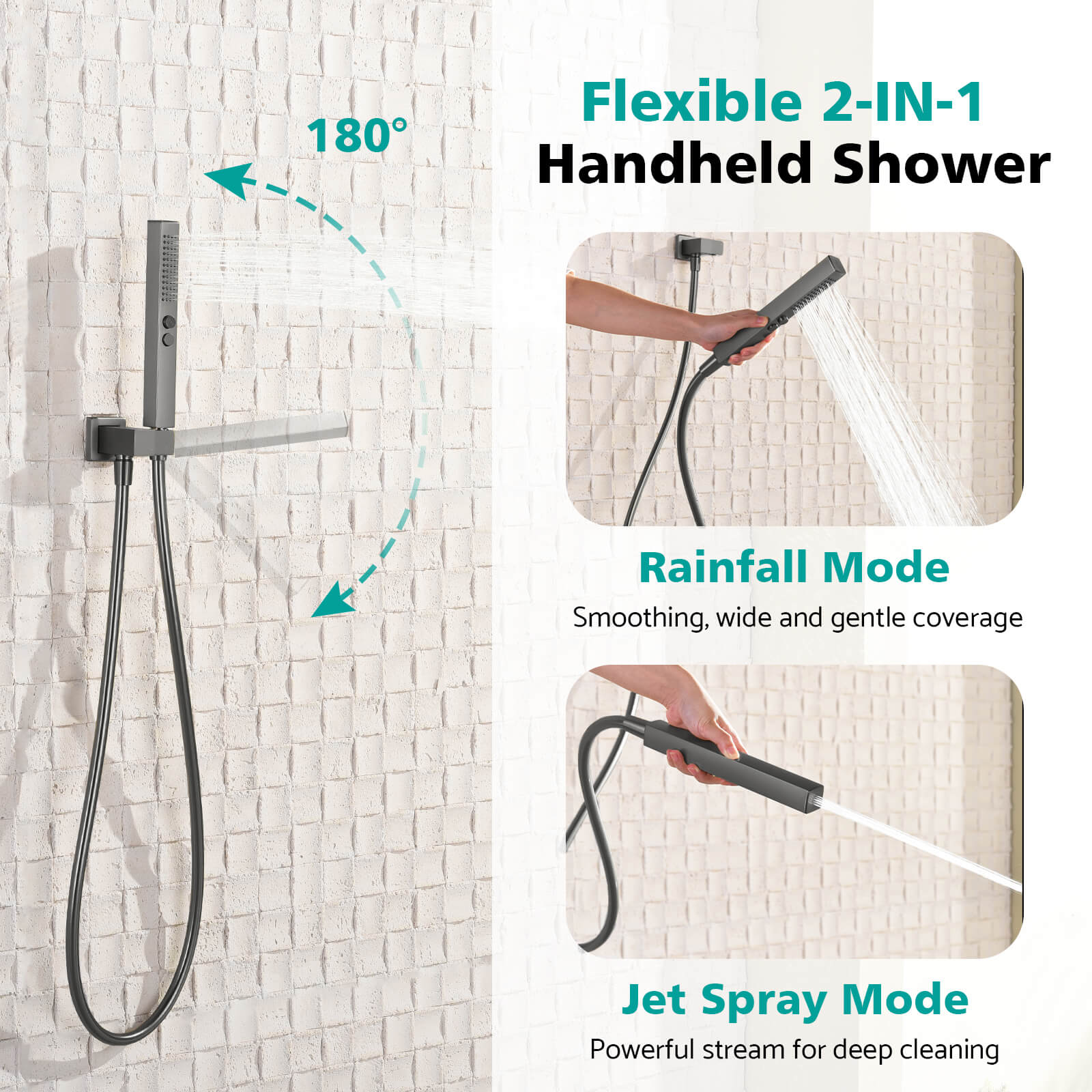 Recertified-Lefton Concealed Rainfall Thermostatic Shower System with Handheld & Tub Spout-SSWM2502 -Shower Systems- Lefton Home