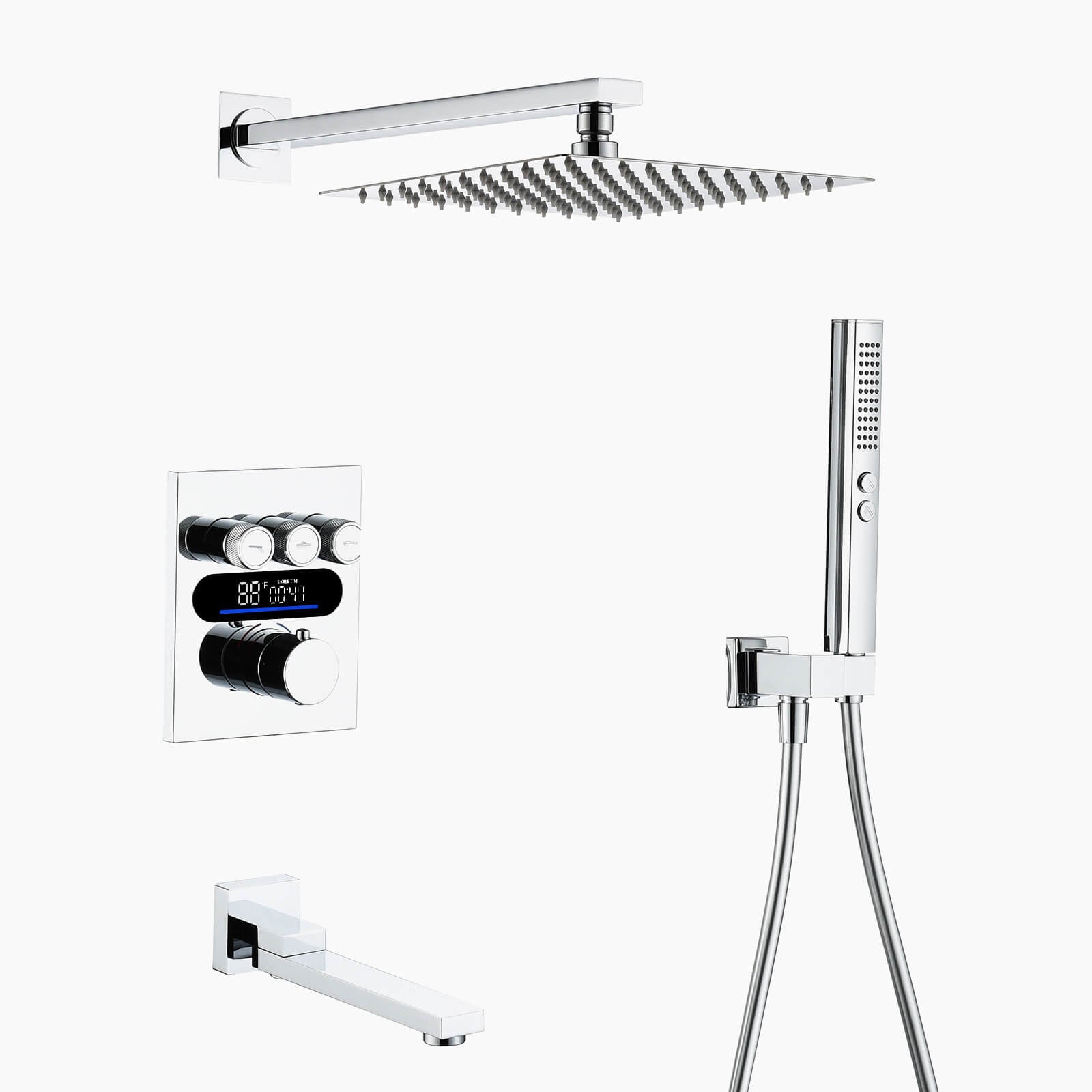 Recertified-Lefton Concealed Rainfall Thermostatic Shower System with Handheld & Tub Spout-SSWM2502 -Shower Systems- Lefton Home