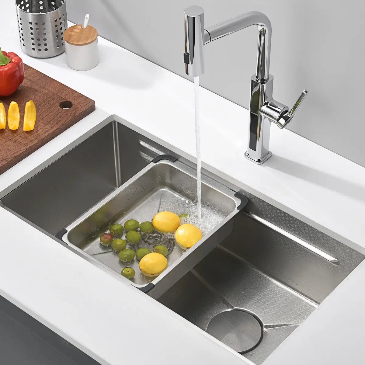 Recertified - Lefton Single Bowl Honeycomb Embossed Anti - scratch Kitchen Sink - KS2201 - Kitchen Sinks - Lefton Home