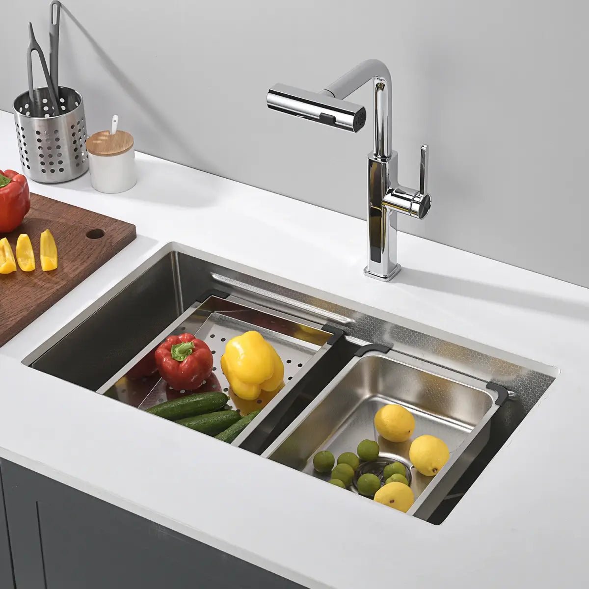 Recertified - Lefton Single Bowl Honeycomb Embossed Anti - scratch Kitchen Sink - KS2201 - Kitchen Sinks - Lefton Home