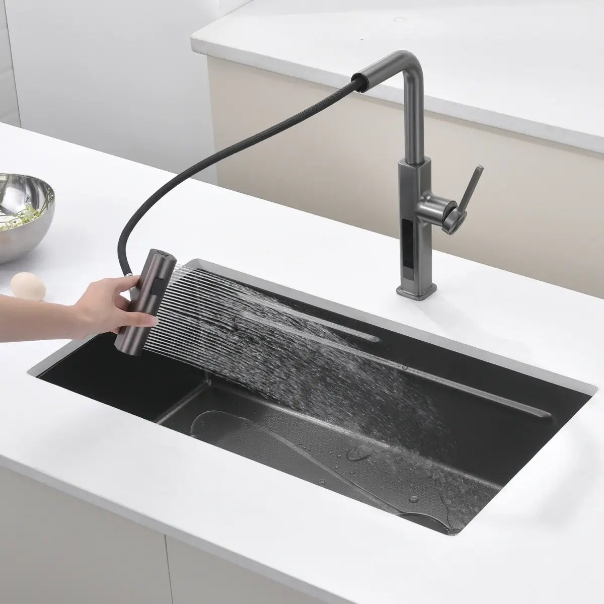 Recertified - Lefton Single Bowl Honeycomb Embossed Anti - scratch Kitchen Sink - KS2201 - Kitchen Sinks - Lefton Home