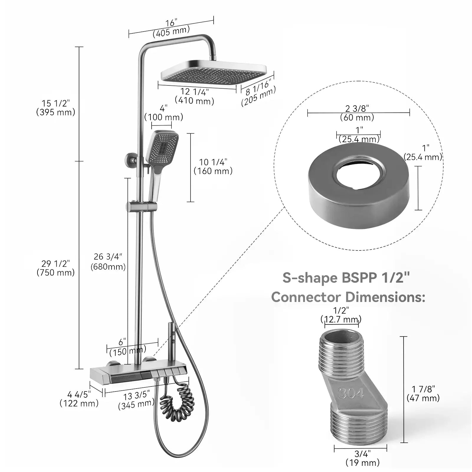 Recertified - Lefton Thermostatic Shower System with 5 Water Modes and Temperature Display Screen - SST2206 - US - Shower Systems - Lefton Home