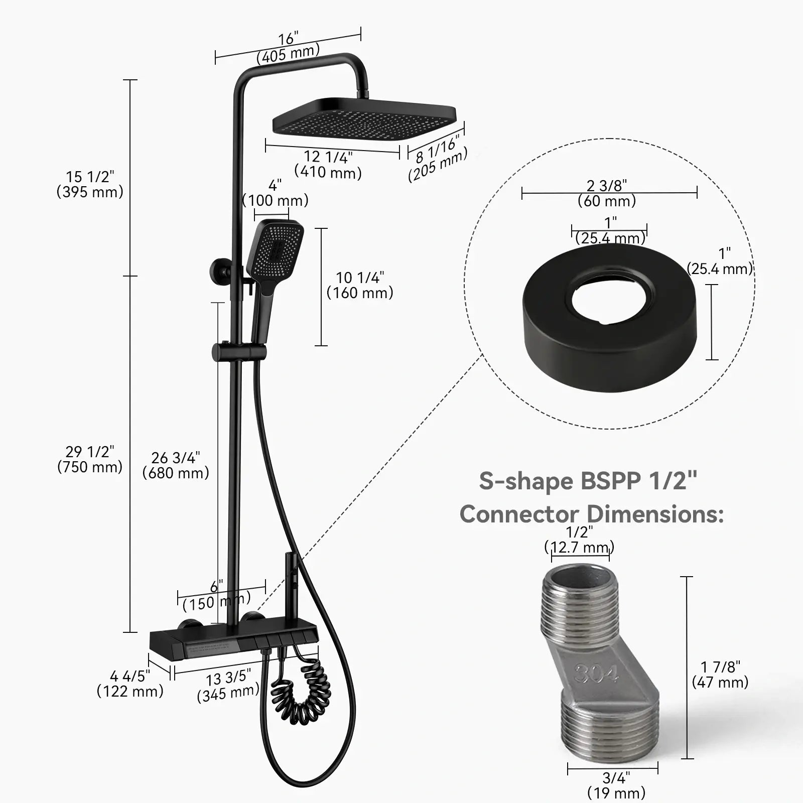 Recertified - Lefton Thermostatic Shower System with 5 Water Modes and Temperature Display Screen - SST2206 - US - Shower Systems - Lefton Home