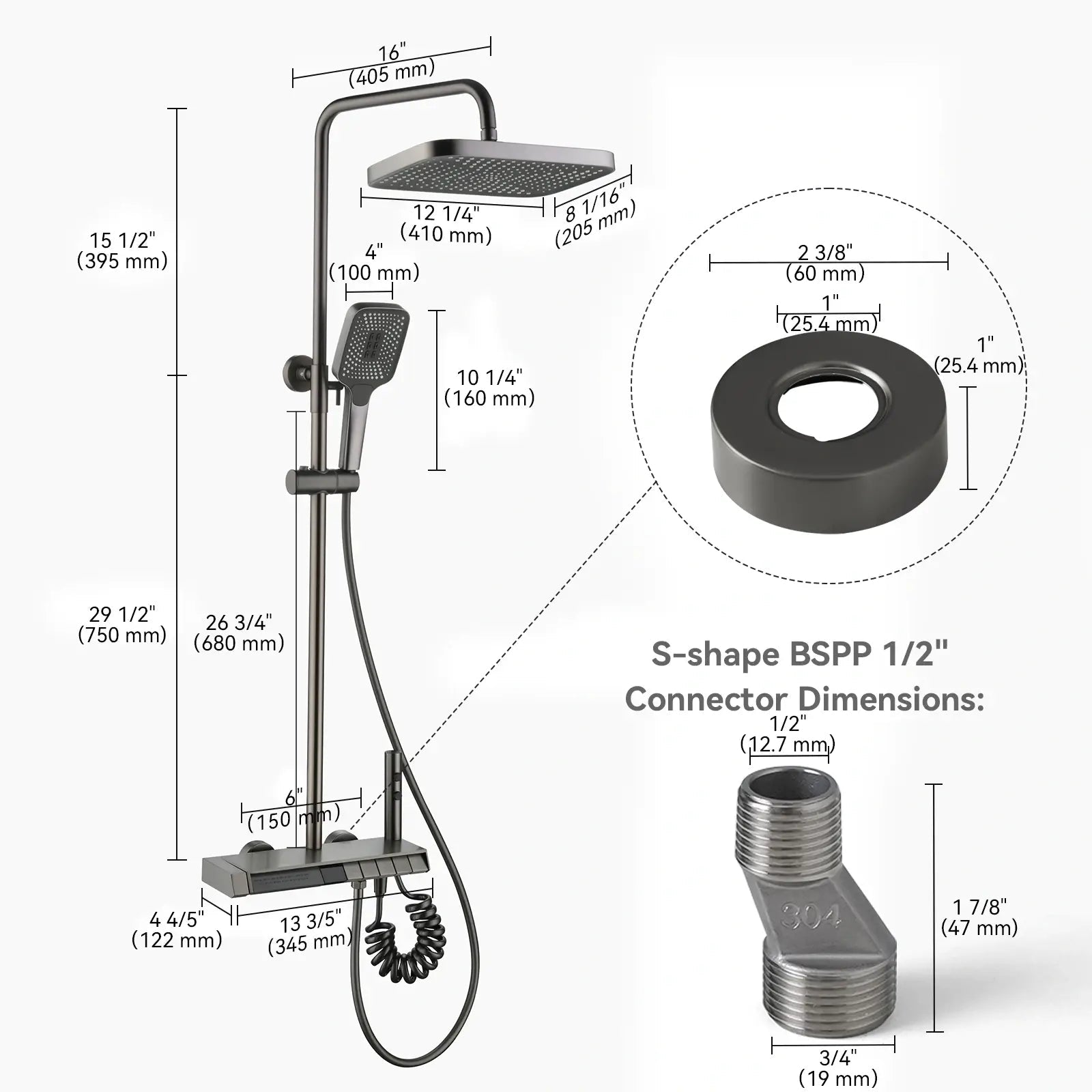 Recertified - Lefton Thermostatic Shower System with 5 Water Modes and Temperature Display Screen - SST2206 - US - Shower Systems - Lefton Home