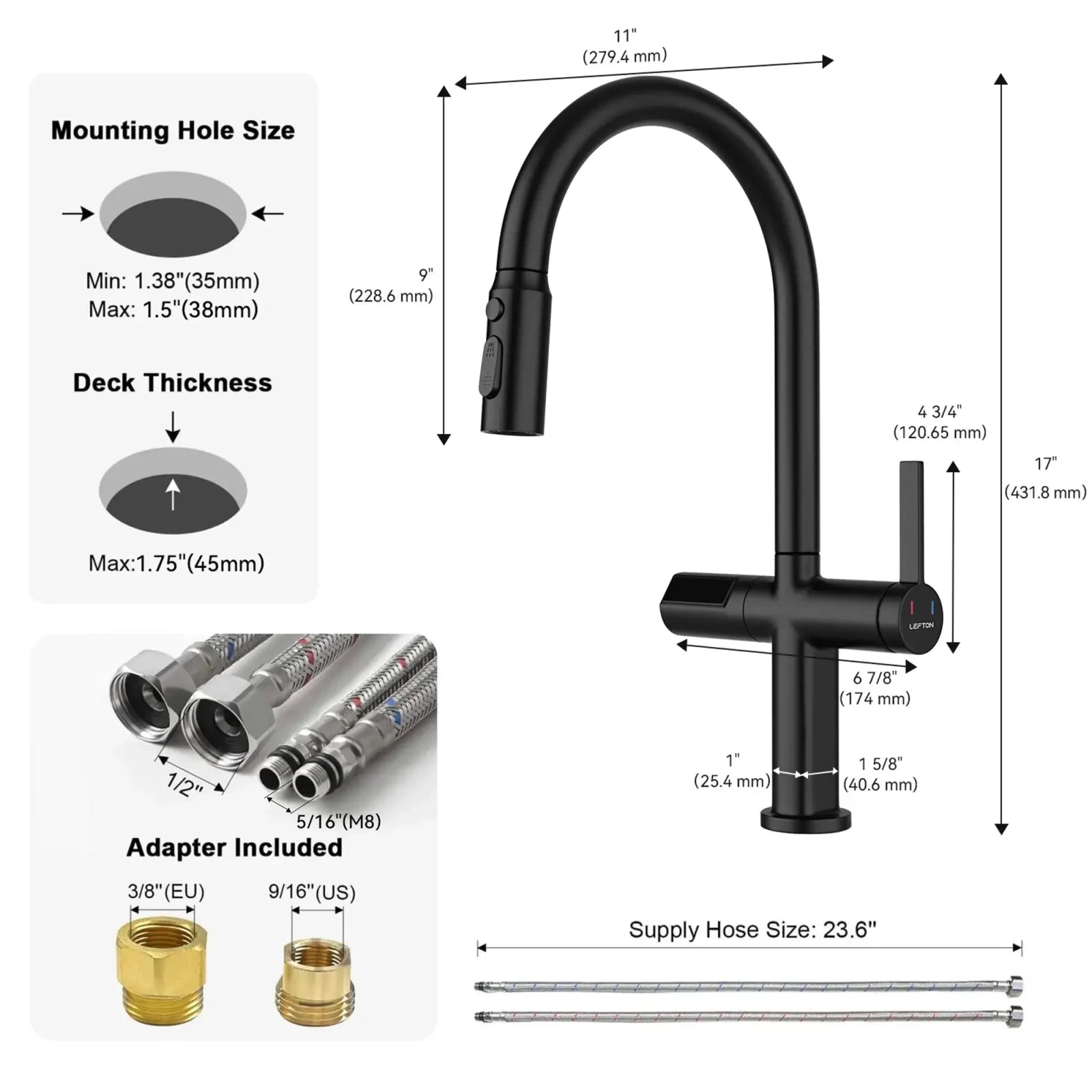 Recertified-Lefton Touchless Sensor & Pull-Down Kitchen Faucet with Temperature Display-KF2206-US -Kitchen Faucets- Lefton Home