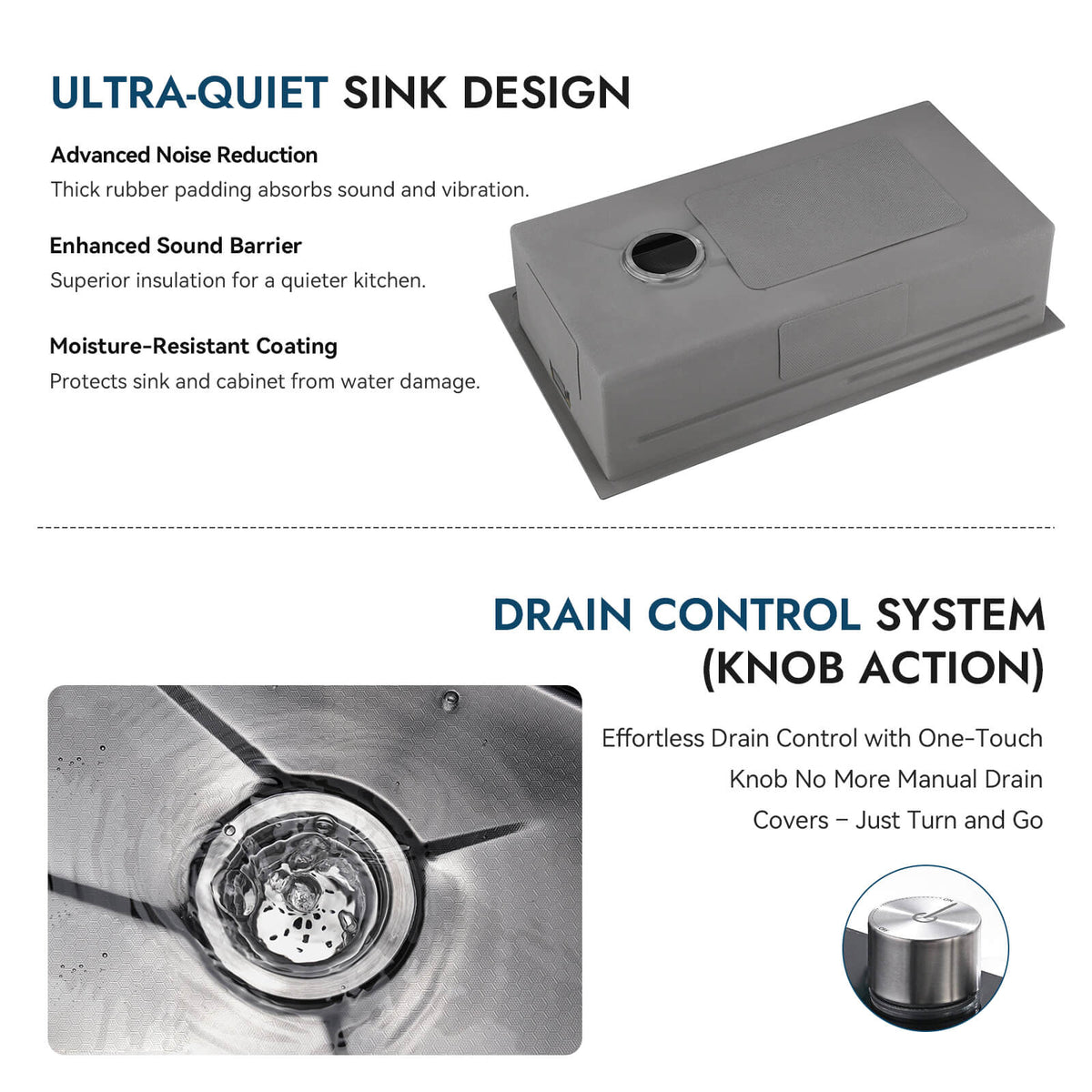 Recertified - Two Waterfall Faucets Kitchen Sink with Digital Temperature Display & LED Lighting - KS2206 - EU - Kitchen Sinks - Lefton Home
