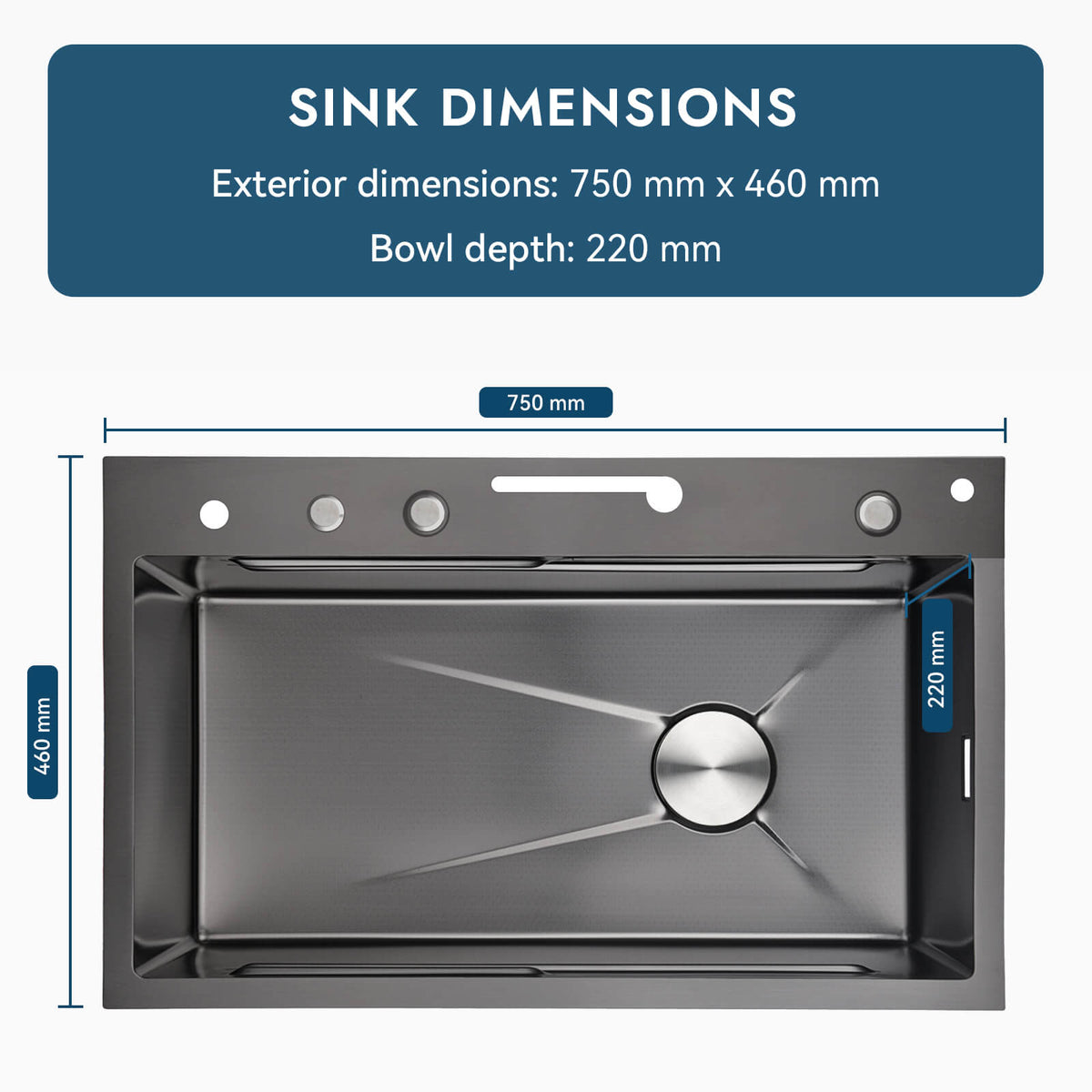 Recertified - Two Waterfall Faucets Kitchen Sink with Digital Temperature Display & LED Lighting - KS2206 - EU - Kitchen Sinks - Lefton Home