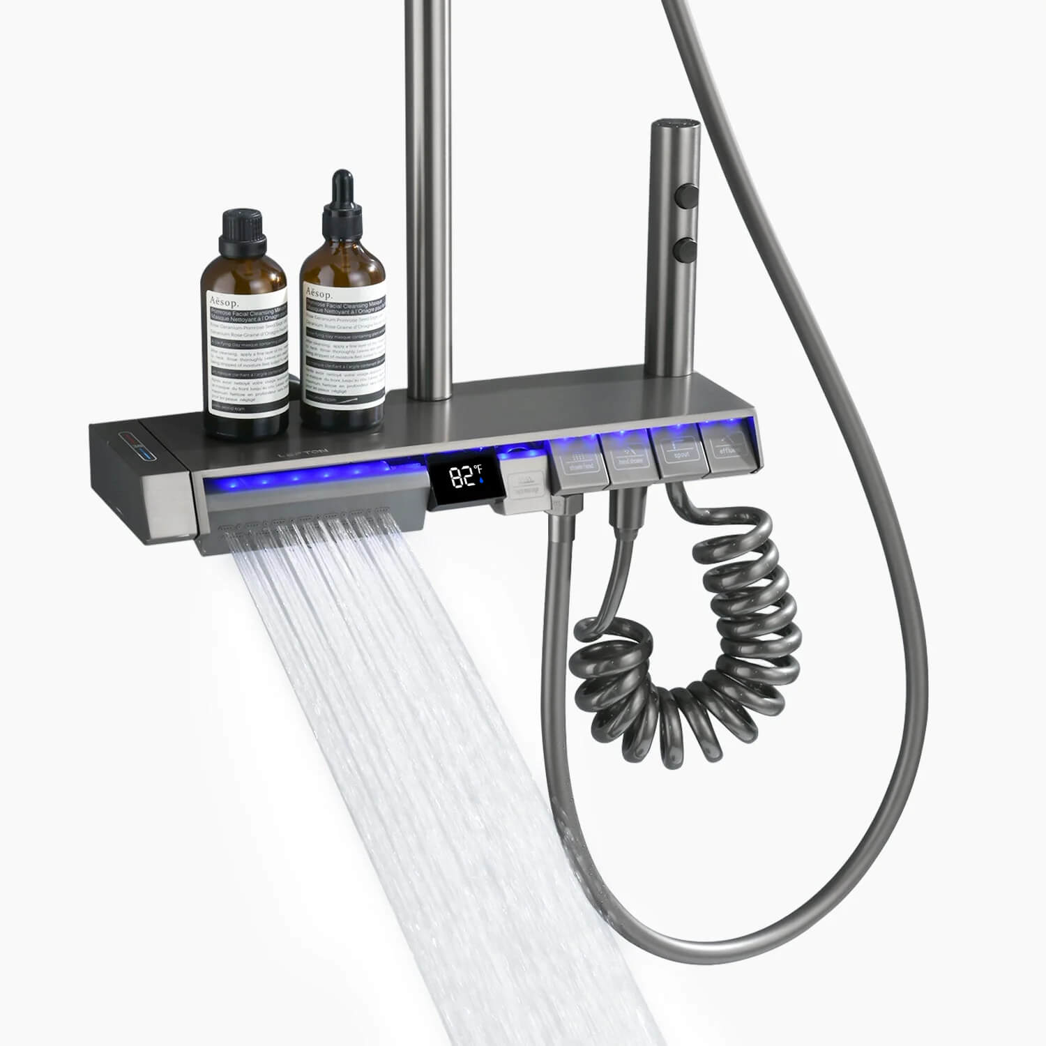 Lefton Thermostatic Shower System with 5 Water Modes and Temperature Display Screen-SST2206 -Shower Systems- Lefton Home