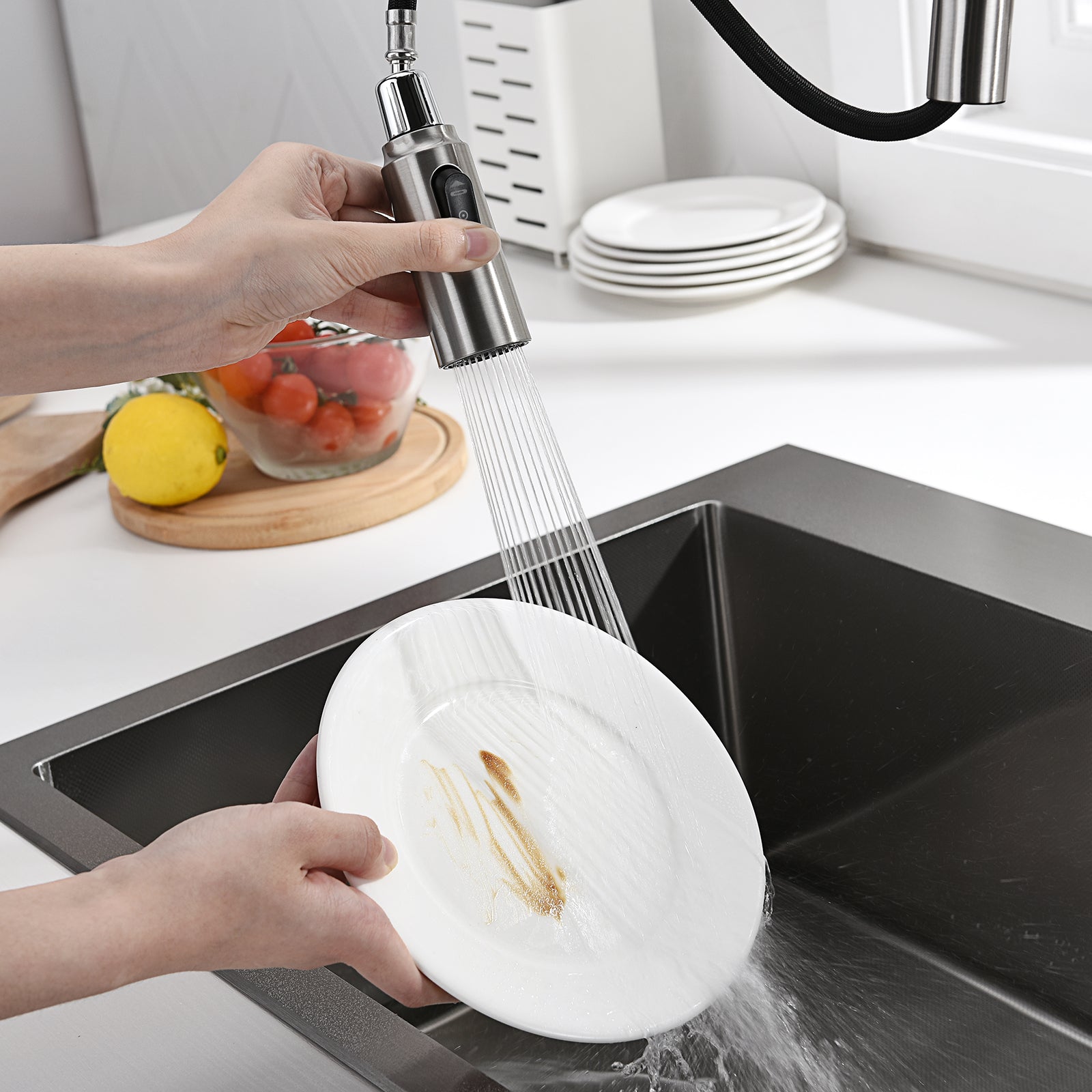 Lefton Modern Pull - Down Kitchen Faucet with Temperature Display - KF2501 - Kitchen Faucets - Lefton Home