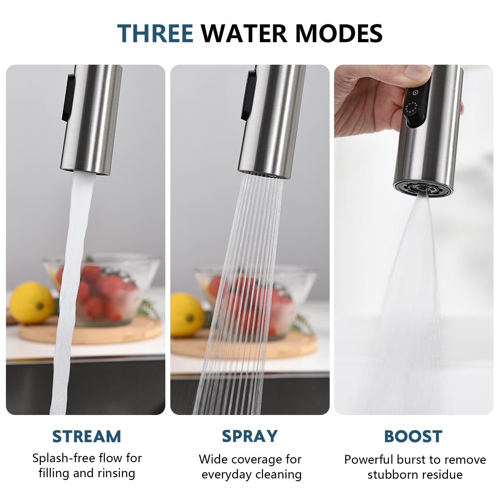 Lefton Modern Pull - Down Kitchen Faucet with Temperature Display - KF2501 - Kitchen Faucets - Lefton Home