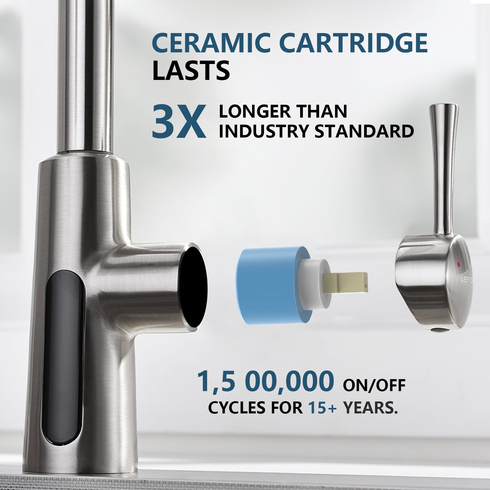 Lefton Modern Pull - Down Kitchen Faucet with Temperature Display - KF2501 - Kitchen Faucets - Lefton Home