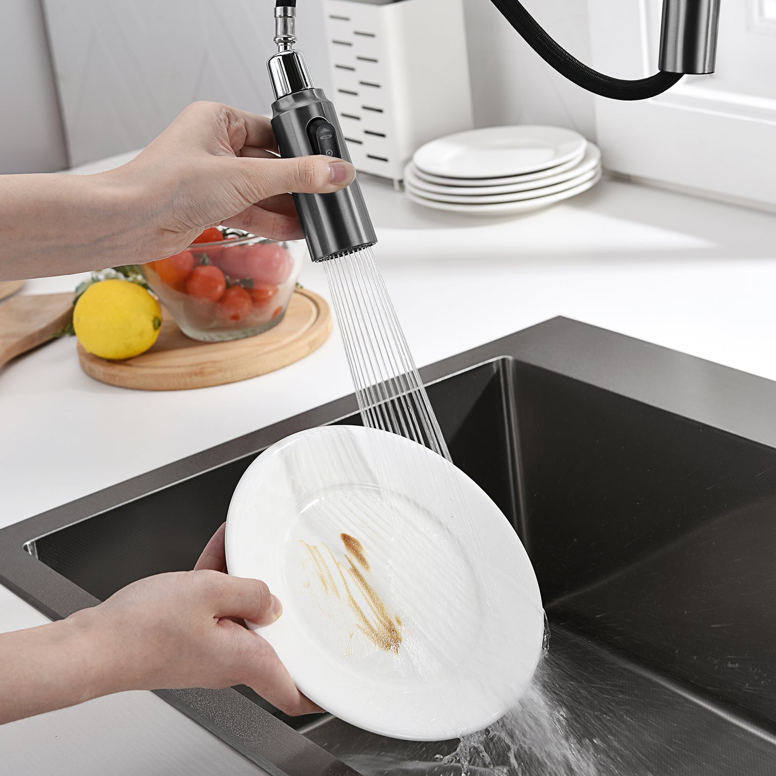 Lefton Modern Pull - Down Kitchen Faucet with Temperature Display - KF2501 - Kitchen Faucets - Lefton Home