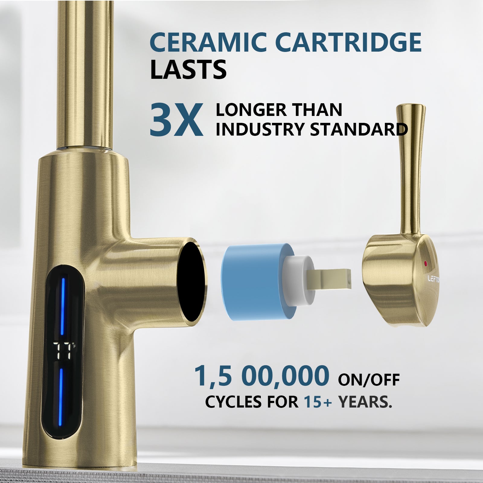 Lefton Modern Pull - Down Kitchen Faucet with Temperature Display - KF2501 - Kitchen Faucets - Lefton Home