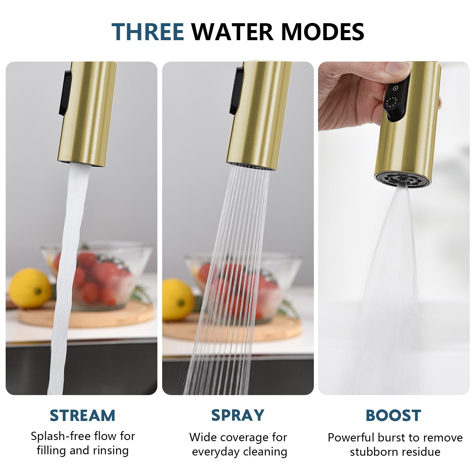 Lefton Modern Pull - Down Kitchen Faucet with Temperature Display - KF2501 - Kitchen Faucets - Lefton Home