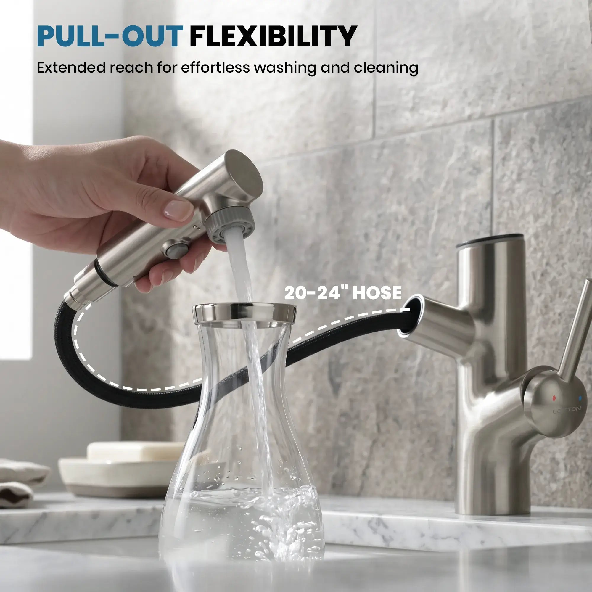 Lefton-Single-Handle Bathroom Fountain Faucet With Temperature Display-Bathroom Faucet-Lefton Home