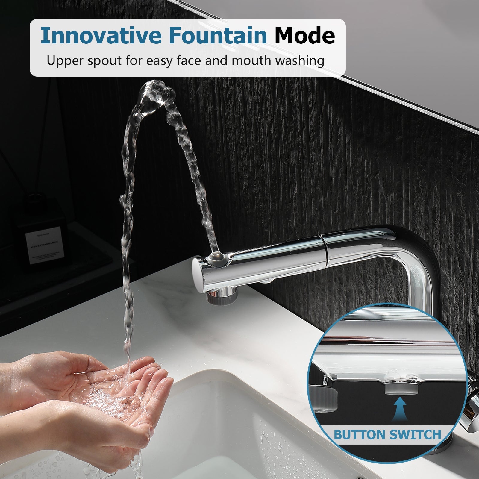 Lefton Single - Hole Liftable Pull - Out Bathroom Faucet With Temperature Display - BF2501 - Bathroom Faucets - Lefton Home