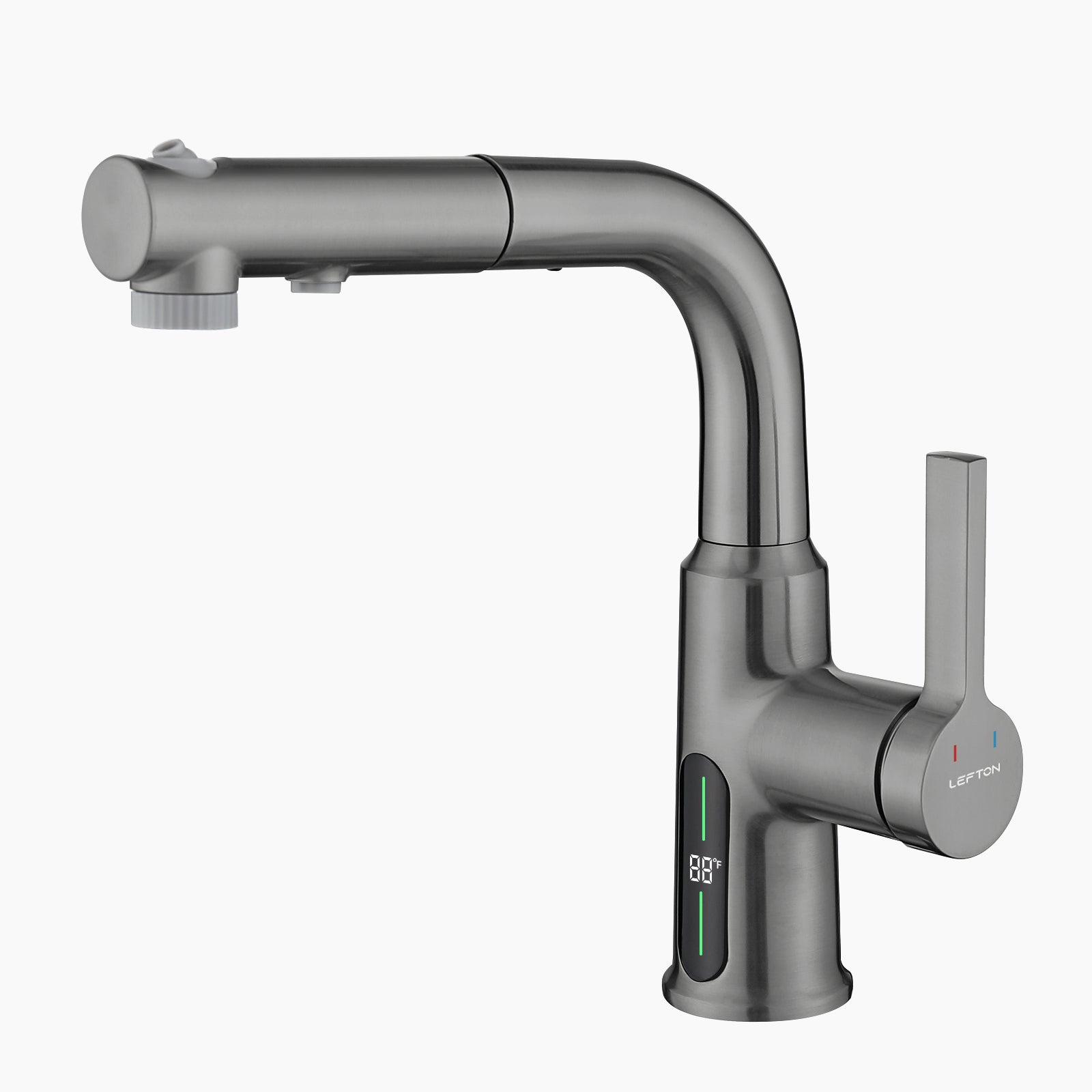 Lefton Single - Hole Liftable Pull - Out Bathroom Faucet With Temperature Display - BF2501 - Bathroom Faucets - Lefton Home