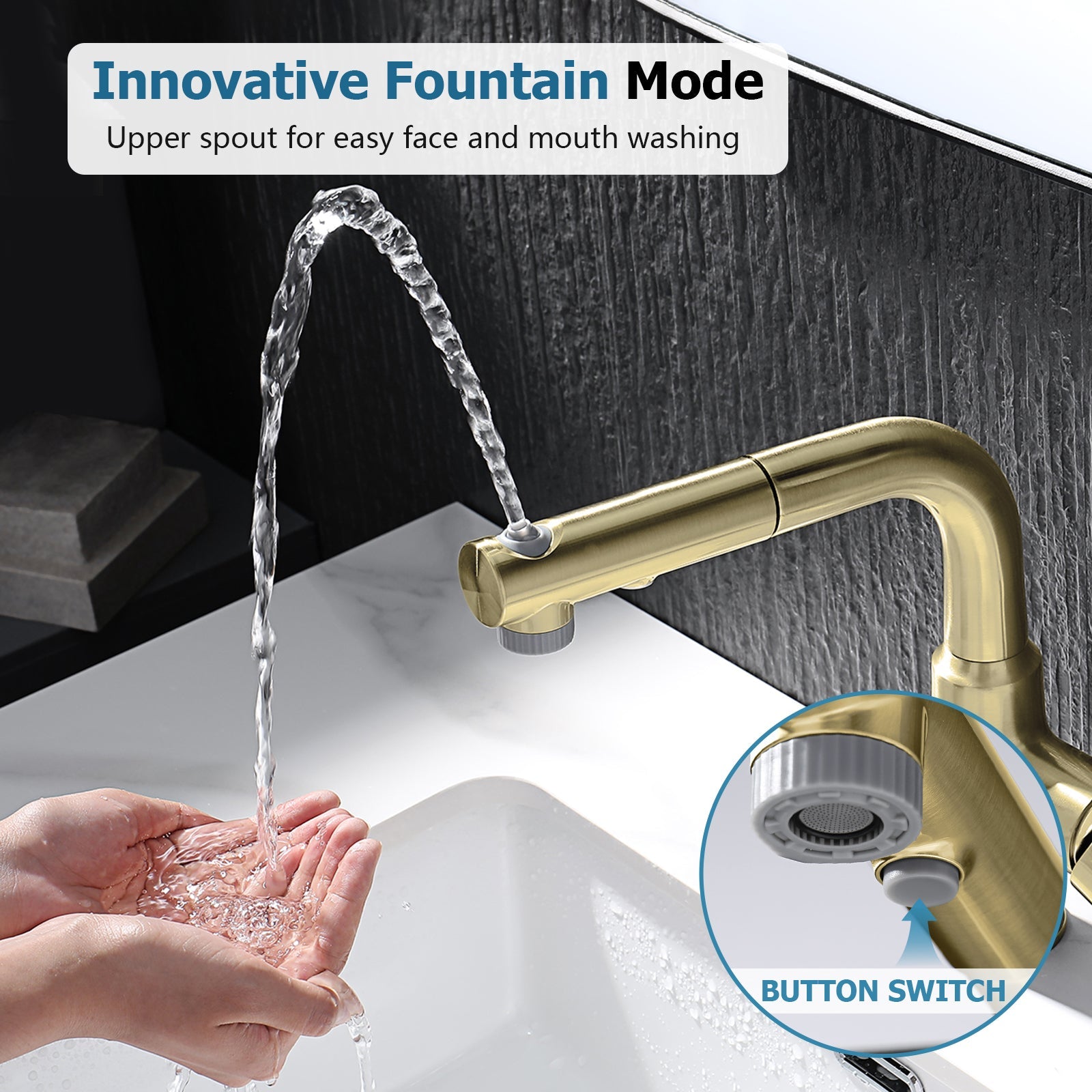 Lefton Single - Hole Liftable Pull - Out Bathroom Faucet With Temperature Display - BF2501 - Bathroom Faucets - Lefton Home