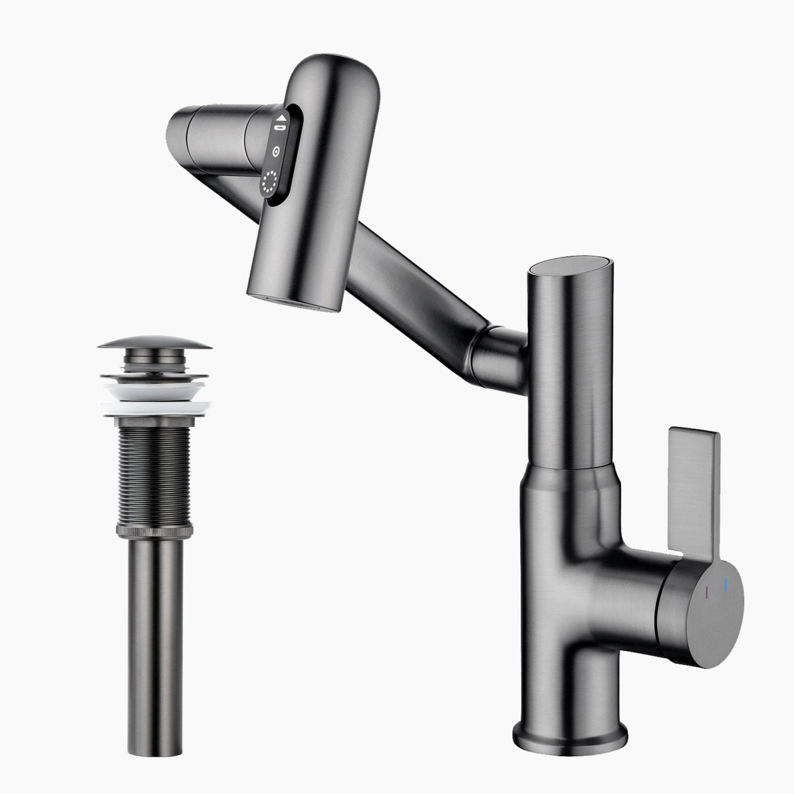 Lefton Single - Hole Rotatable Faucet with Temperature Display - BF2204 with Pop - up Bathroom Sink Drain Stopper Without Overflow - bf2204-d01-2- Bathroom Faucets & Drain Stopper - Lefton Home