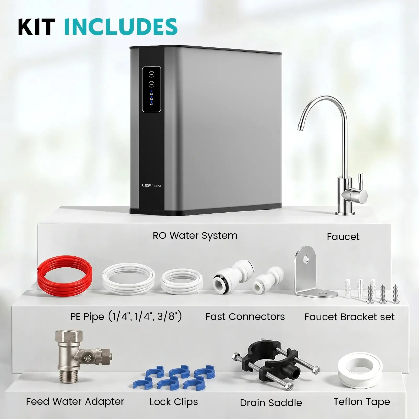 lefton smart 3 stage undersink reverse osmosis water filtration system-wf02-Lefton Home