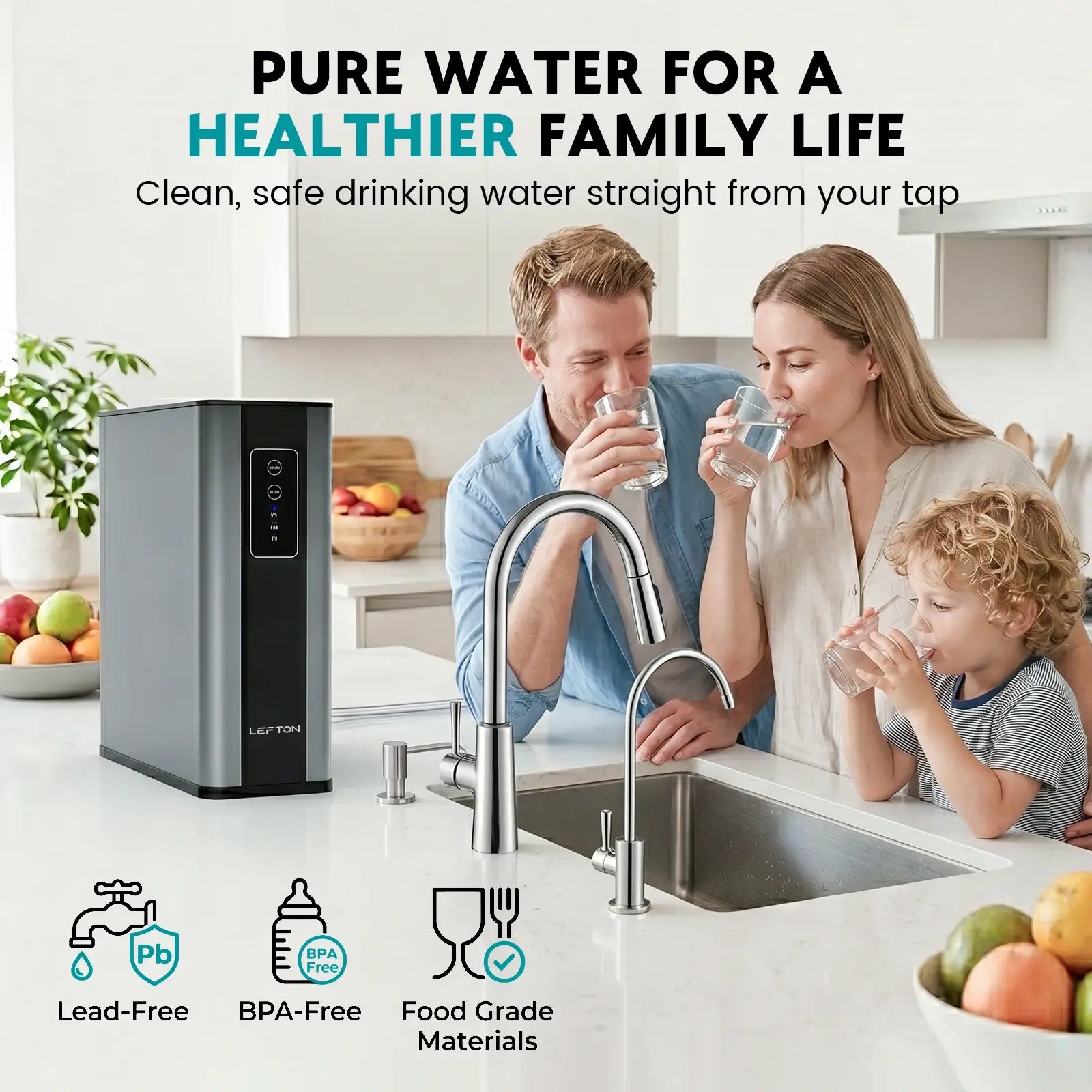 lefton smart 3 stage undersink reverse osmosis water filtration system-wf02-Lefton Home