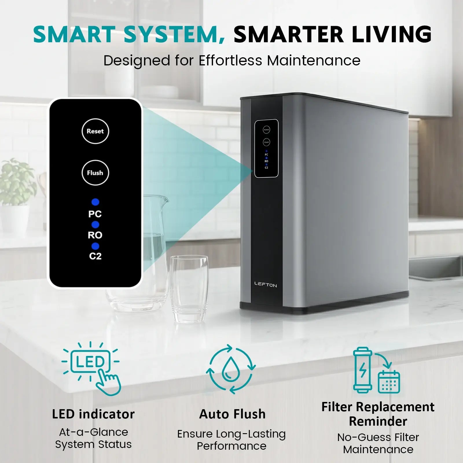 lefton smart 3 stage undersink reverse osmosis water filtration system-wf02-Lefton Home
