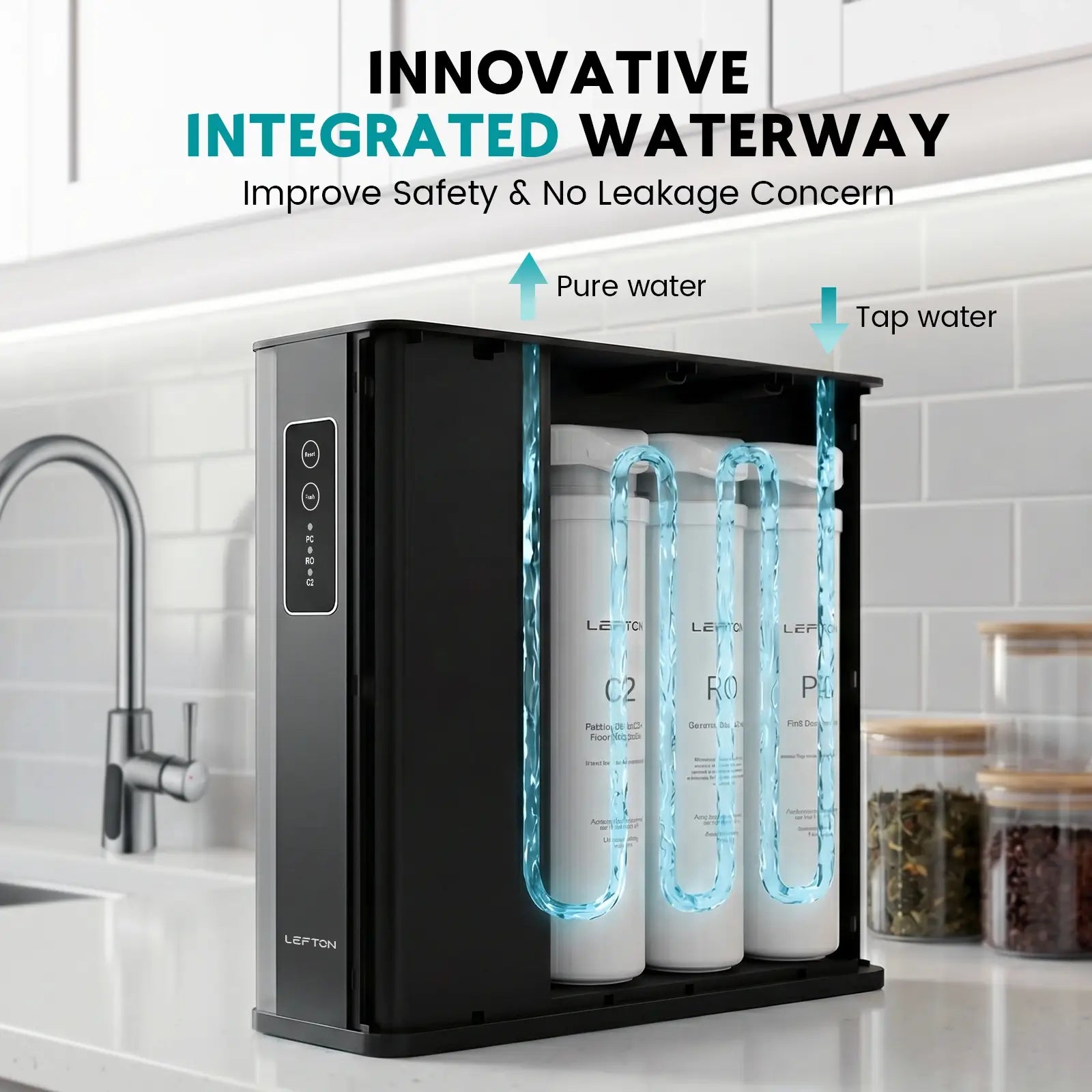 lefton smart 3 stage undersink reverse osmosis water filtration system-wf02-Lefton Home