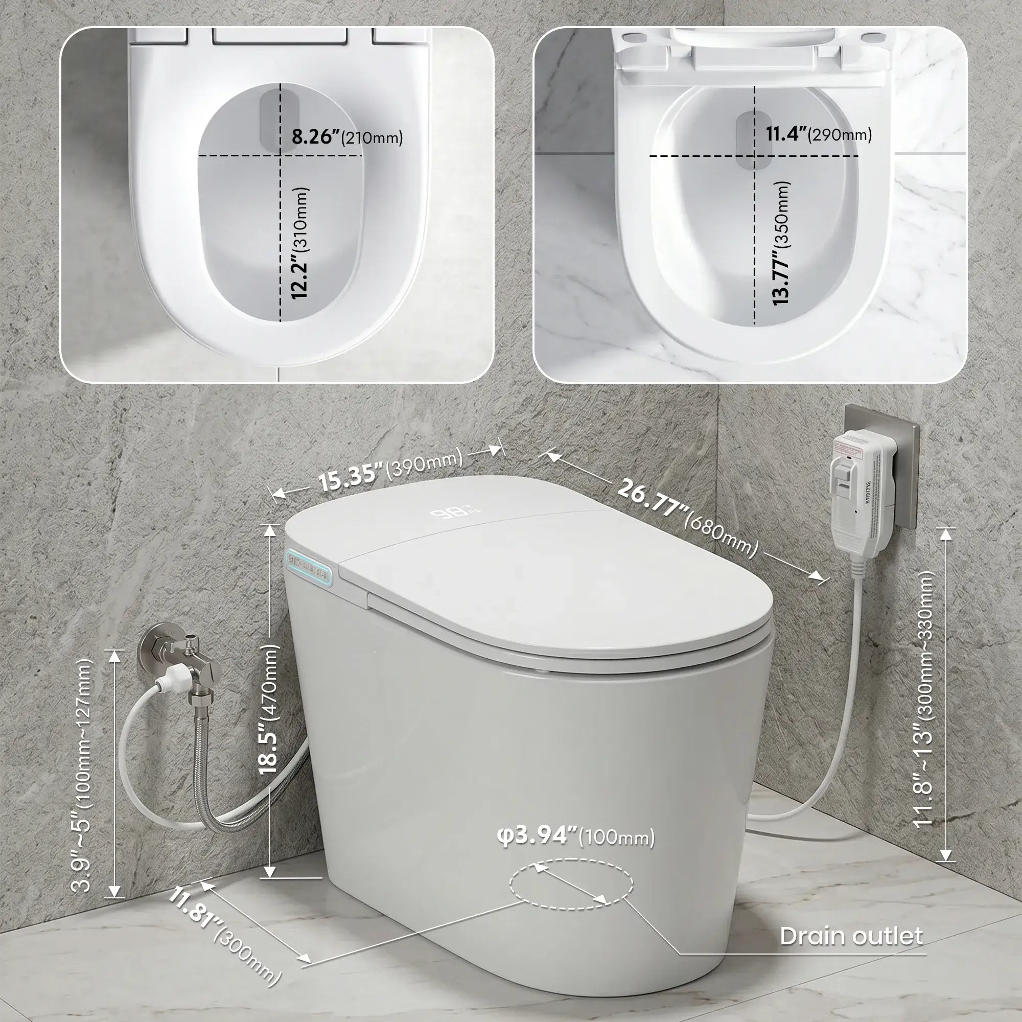 Lefton Smart Bidet Toilet with Auto Flush Heated Seat and Warm Air Dryer-ST01-Smart Toilet-Lefton Home