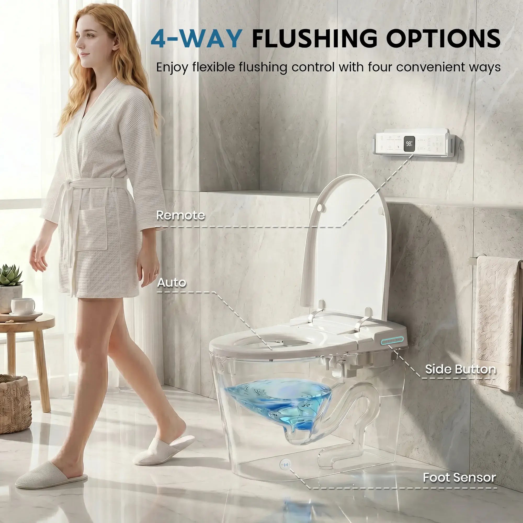 Lefton Smart Bidet Toilet with Auto Flush Heated Seat and Warm Air Dryer-ST01-Smart Toilet-Lefton Home