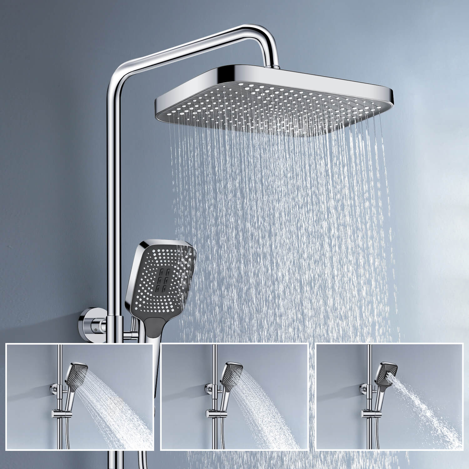 Lefton Thermostatic Shower System with 5 Water Modes and Temperature Display Screen - SST2206 - Shower Systems - Lefton Home