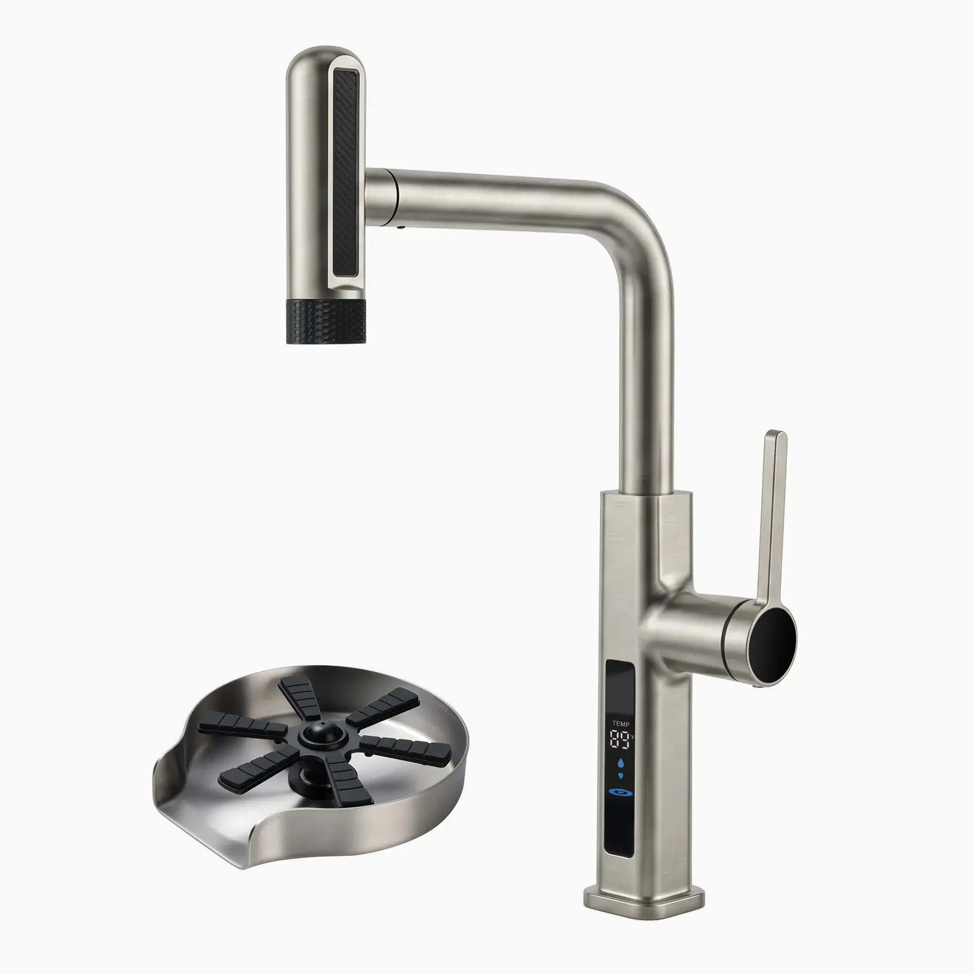 Lefton Touchless Waterfall Kitchen Faucet-KF2209-PRO with Countertop Glass Rinser-KFR2202-Lefton Home