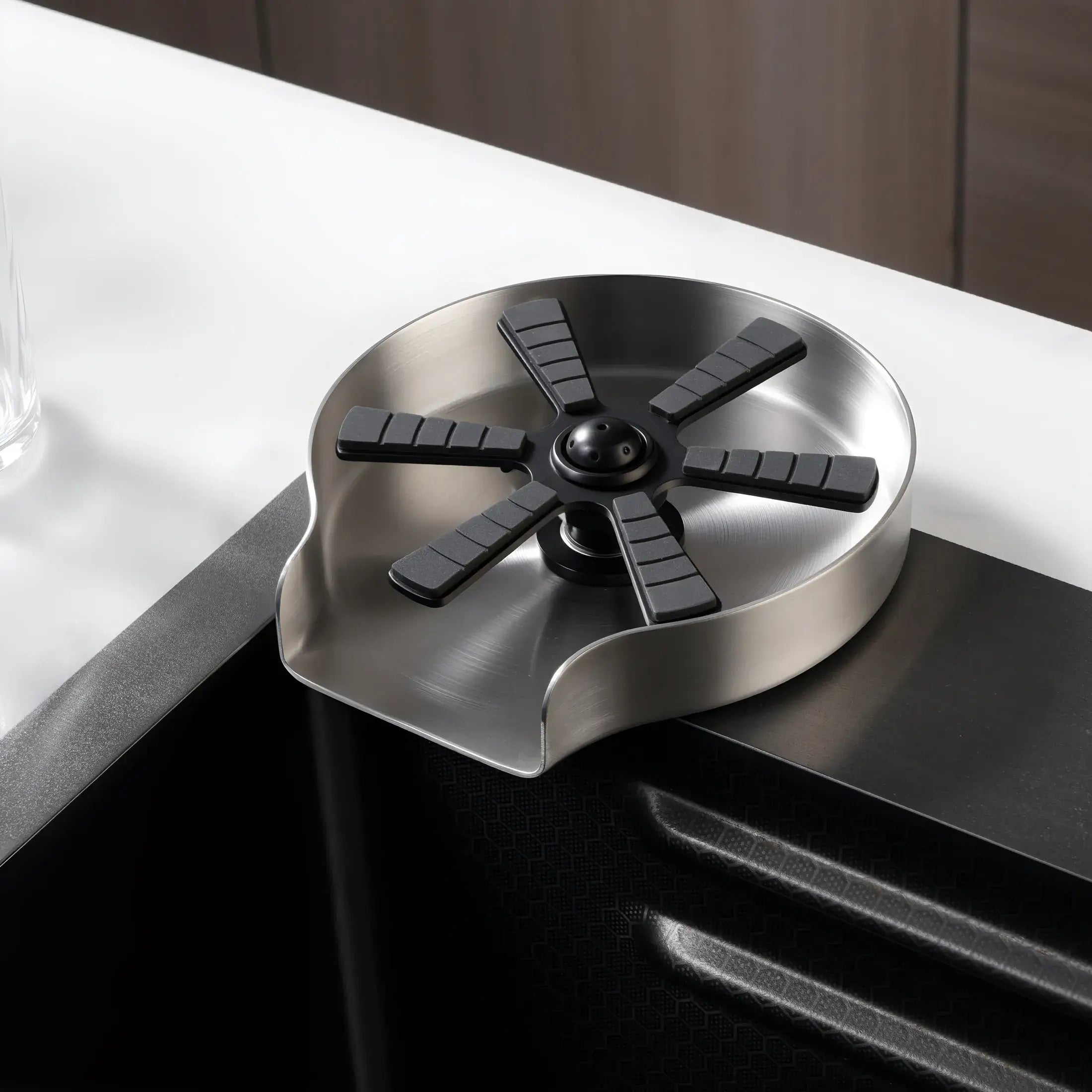 Lefton Touchless Waterfall Kitchen Faucet-KF2209-PRO with Countertop Glass Rinser-KFR2202-Lefton Home