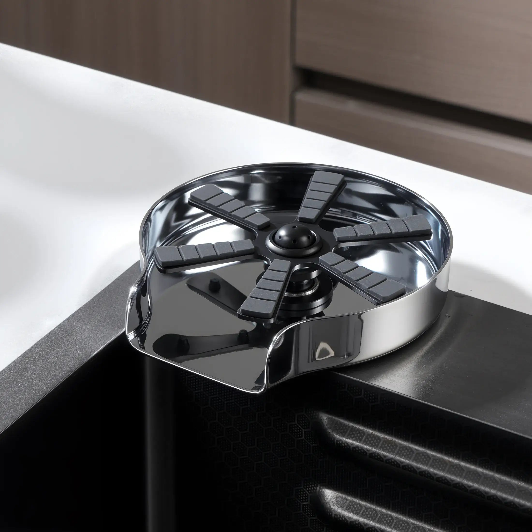 Lefton Touchless Waterfall Kitchen Faucet-KF2209-PRO with Countertop Glass Rinser-KFR2202-Lefton Home