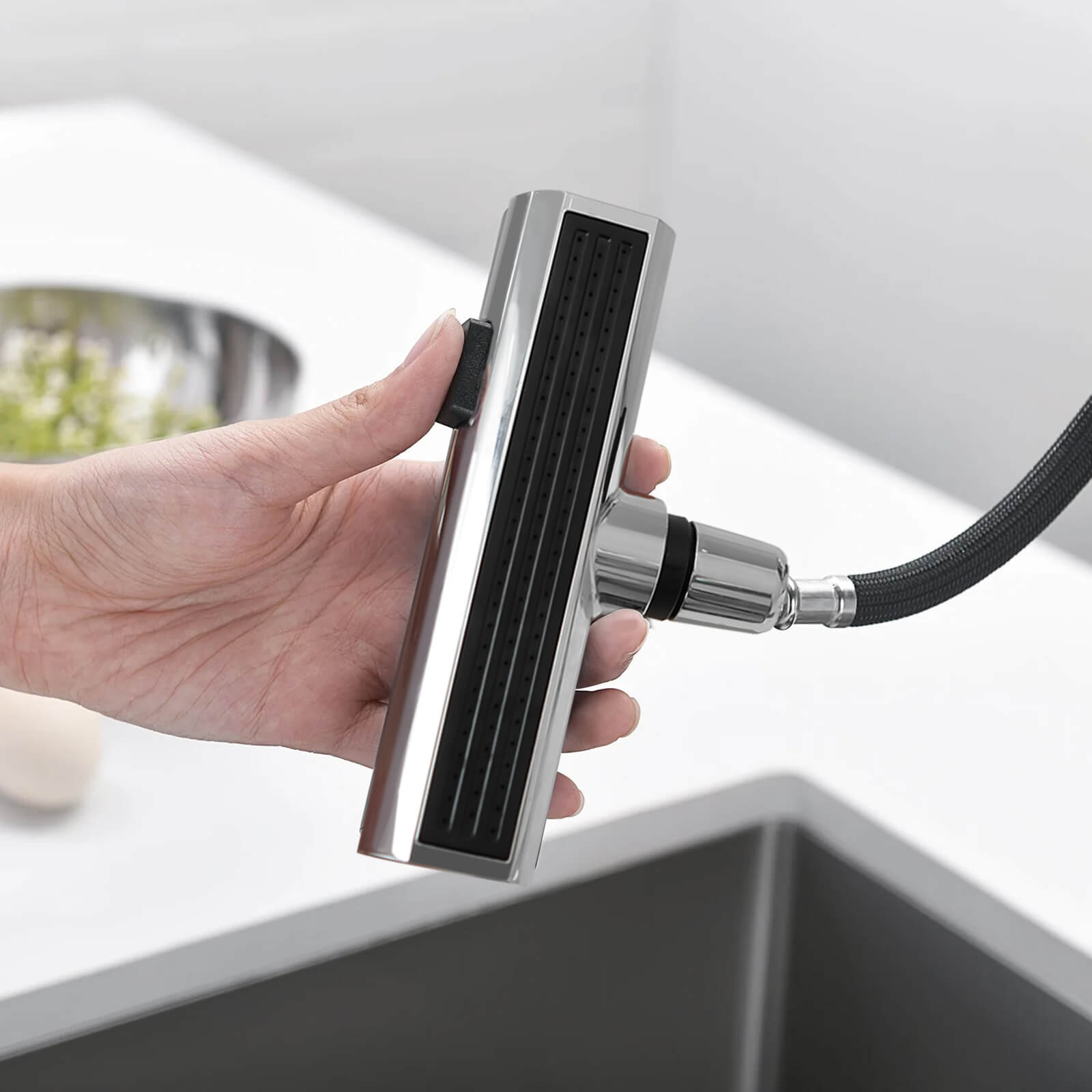 Recertified - Lefton Waterfall & Pull - Out Kitchen Faucet with Temperature Display - KF2209 - US - Kitchen Faucets - Lefton Home