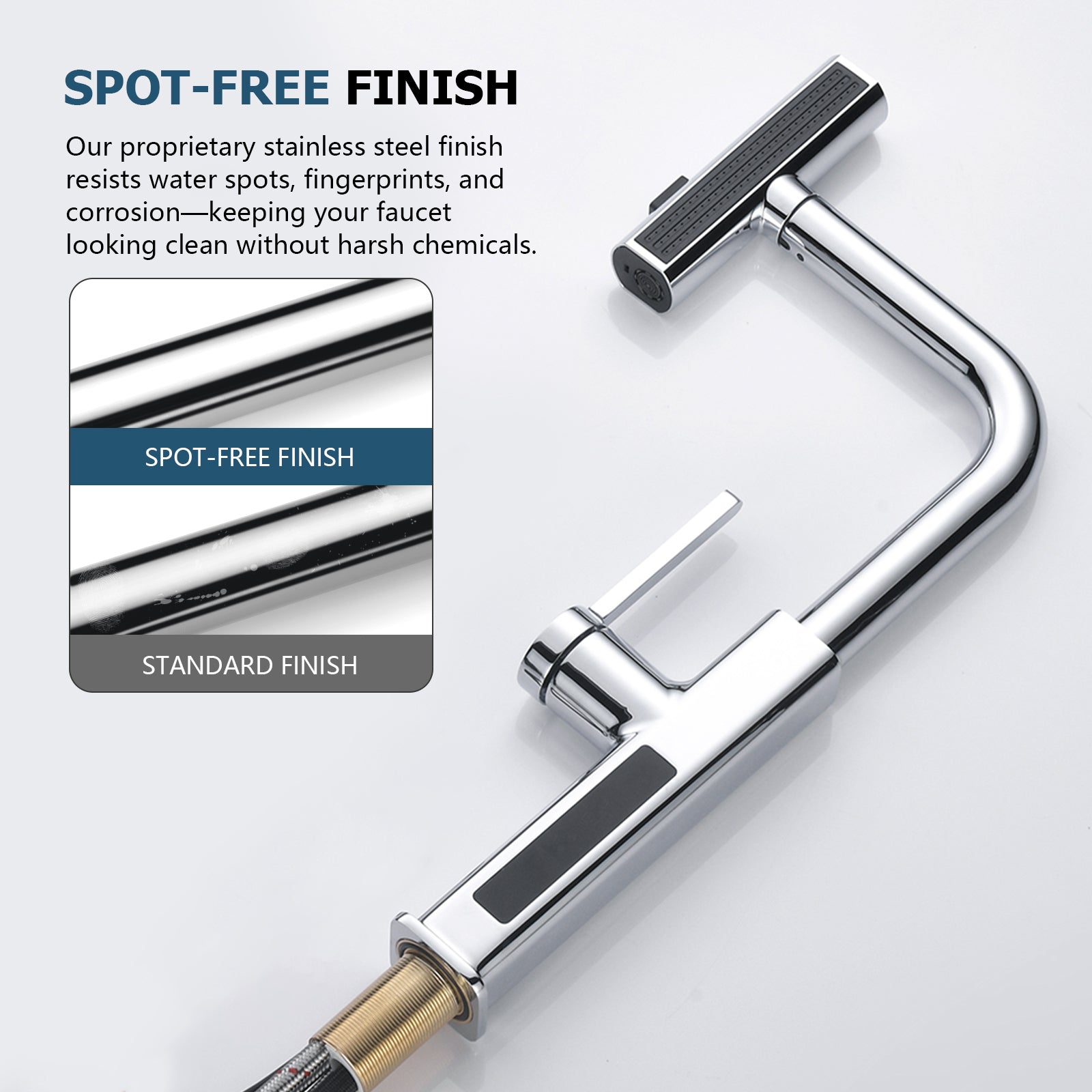 Lefton Waterfall & Pull - Out Kitchen Faucet with Temperature Display - KF2209 - Kitchen Faucets - Lefton Home