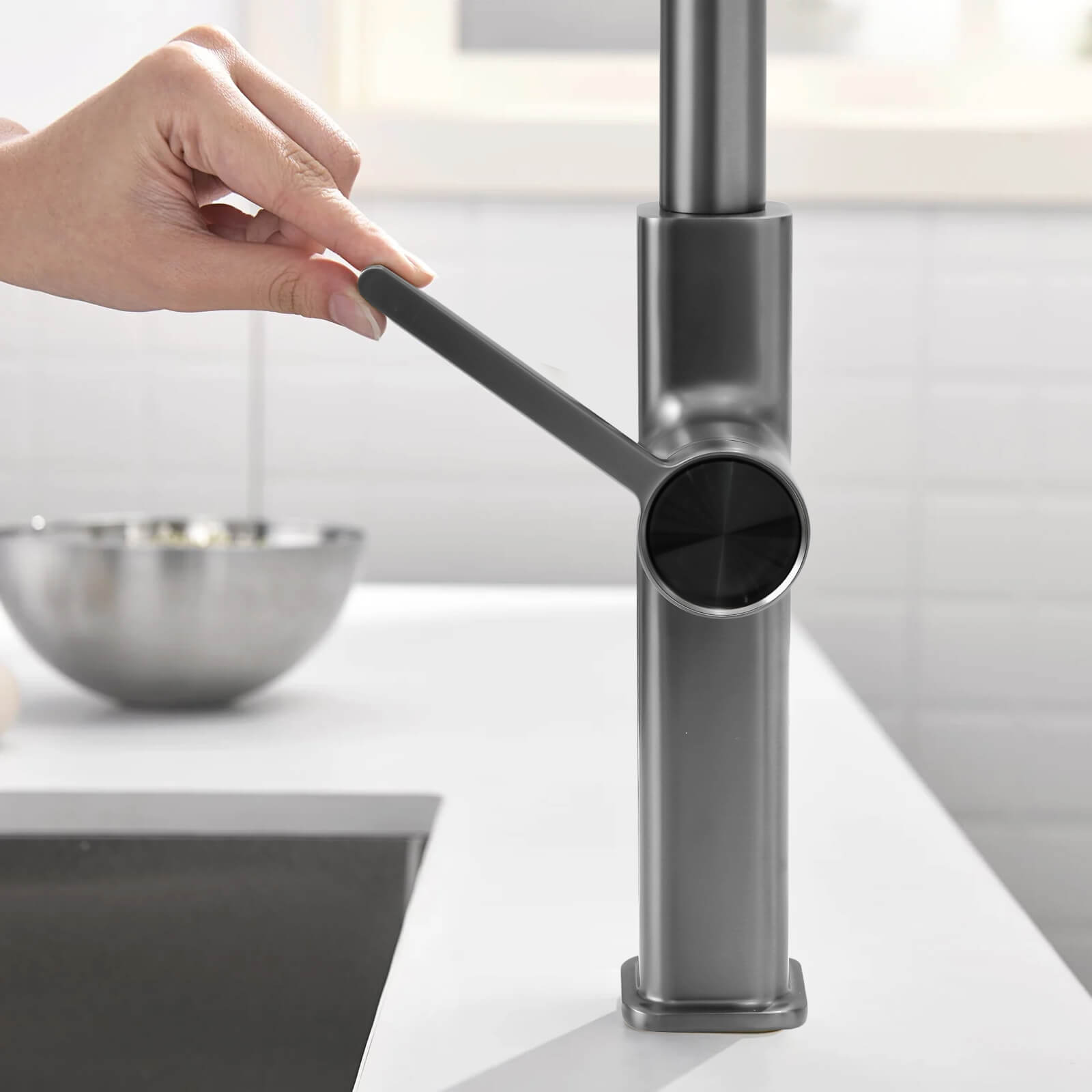 Recertified - Lefton Waterfall & Pull - Out Kitchen Faucet with Temperature Display - KF2209 - US - Kitchen Faucets - Lefton Home