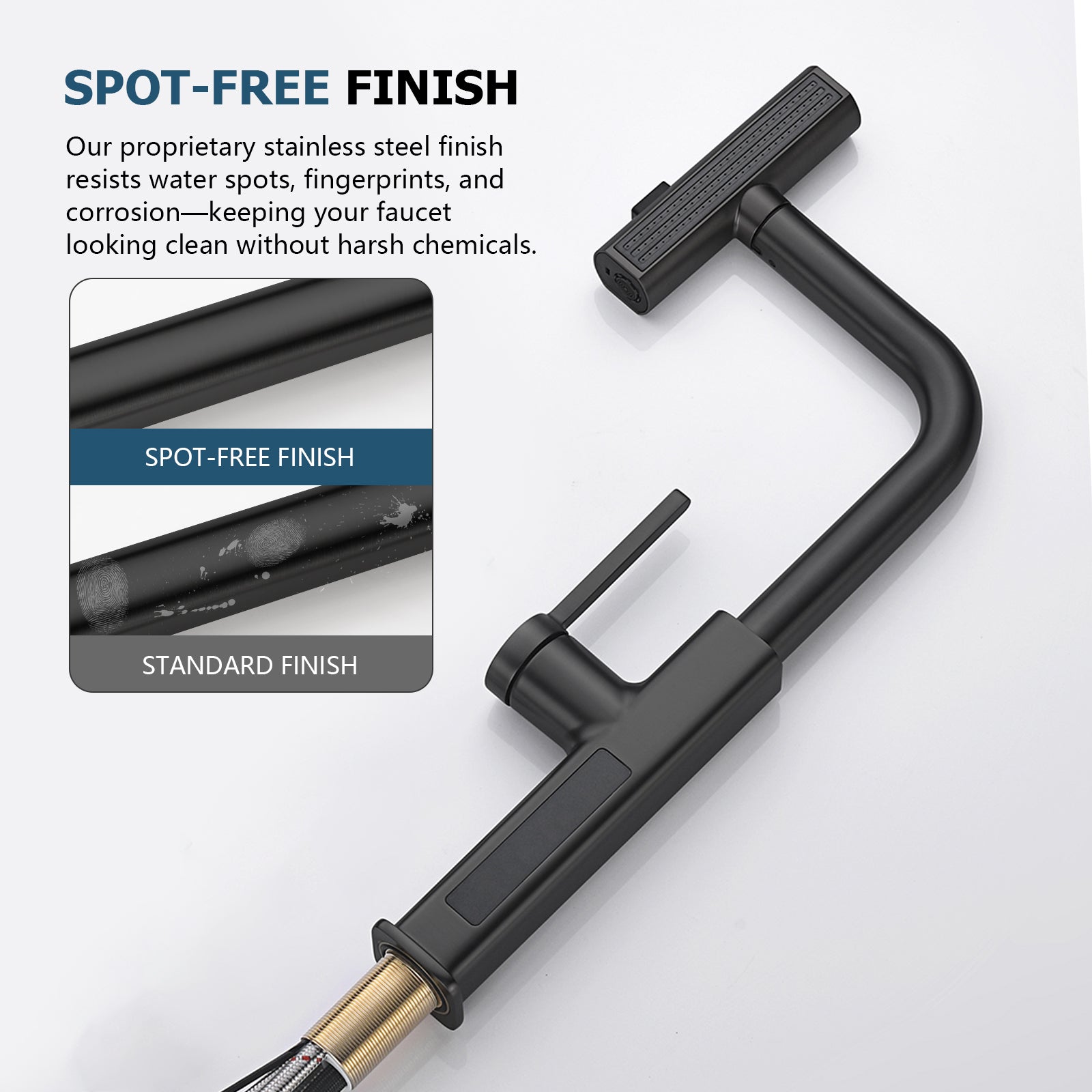 Lefton Waterfall & Pull - Out Kitchen Faucet with Temperature Display - KF2209 - Kitchen Faucets - Lefton Home