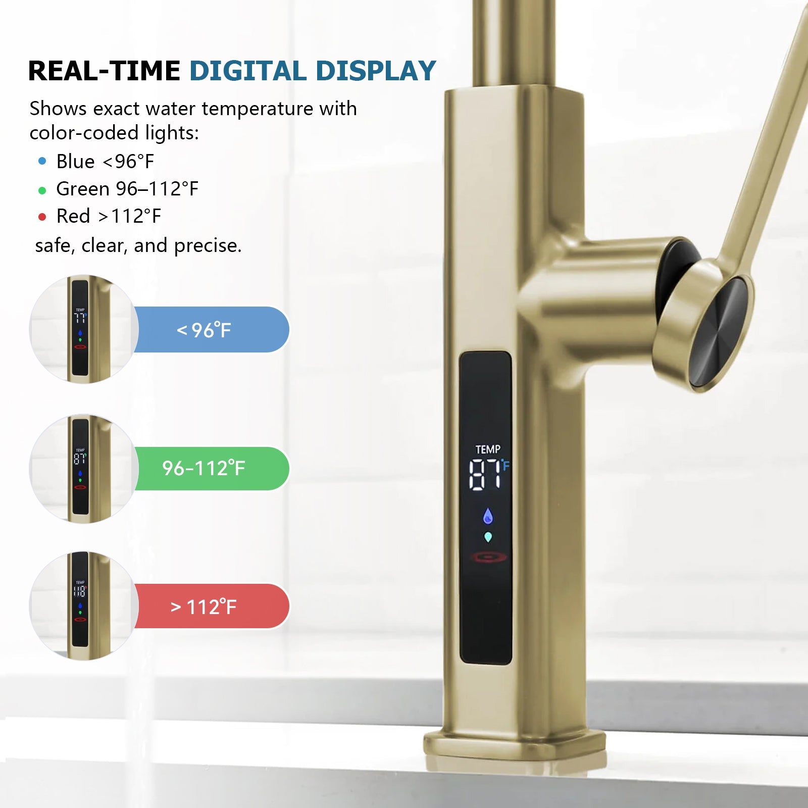 Lefton 33"x 22" Stainless Steel Farmhouse Kitchen Sink - FS2501 with Waterfall & Pull - Out Kitchen Faucet - KF2209 - Kitchen Sinks - Lefton Home