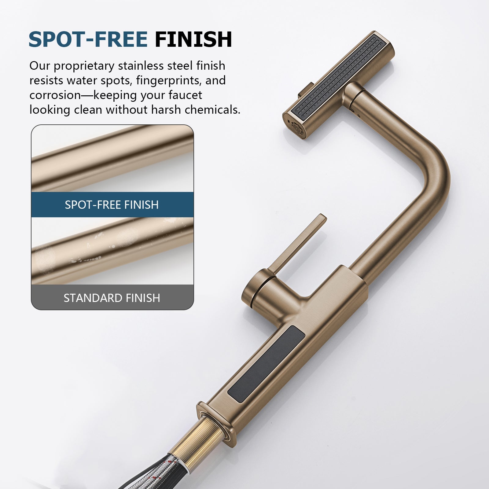 Lefton Waterfall & Pull - Out Kitchen Faucet with Temperature Display - KF2209 - Kitchen Faucets - Lefton Home